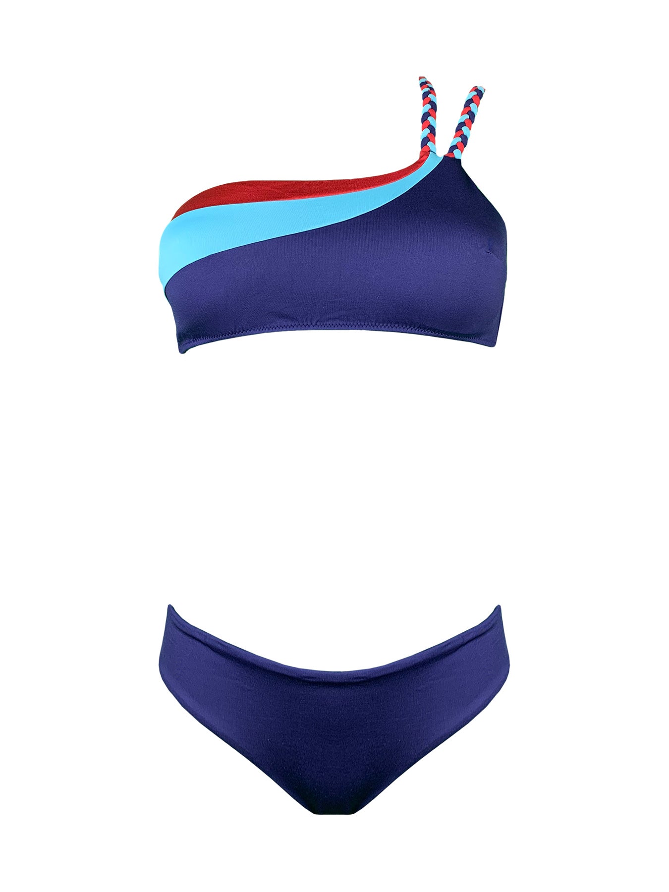 Bikini Monospalla Tricolore Treccia Marette - Bikini D'amare Riccione