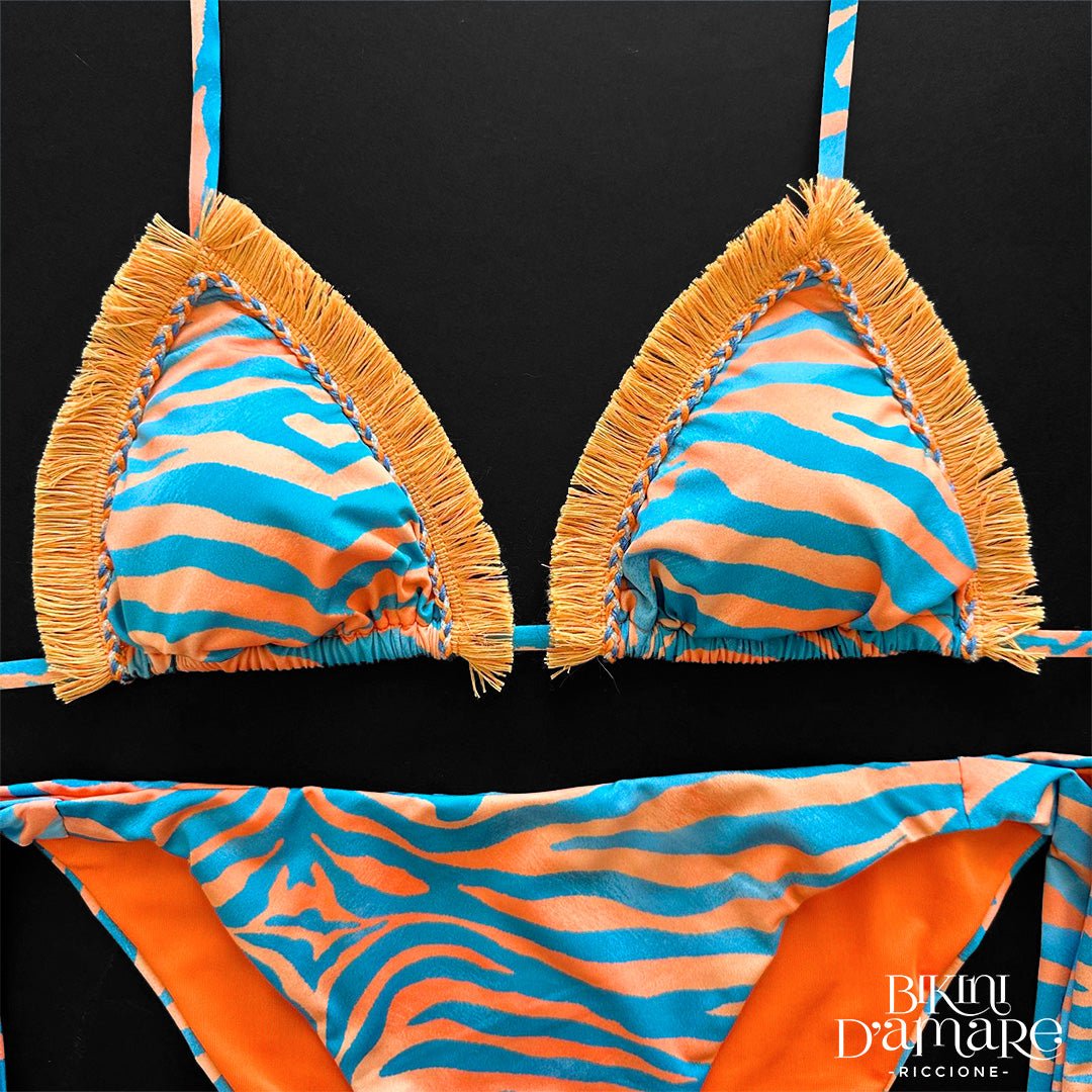 Genius Bikini Triangolo Madagascar Blu Arancio Genius Beachwear