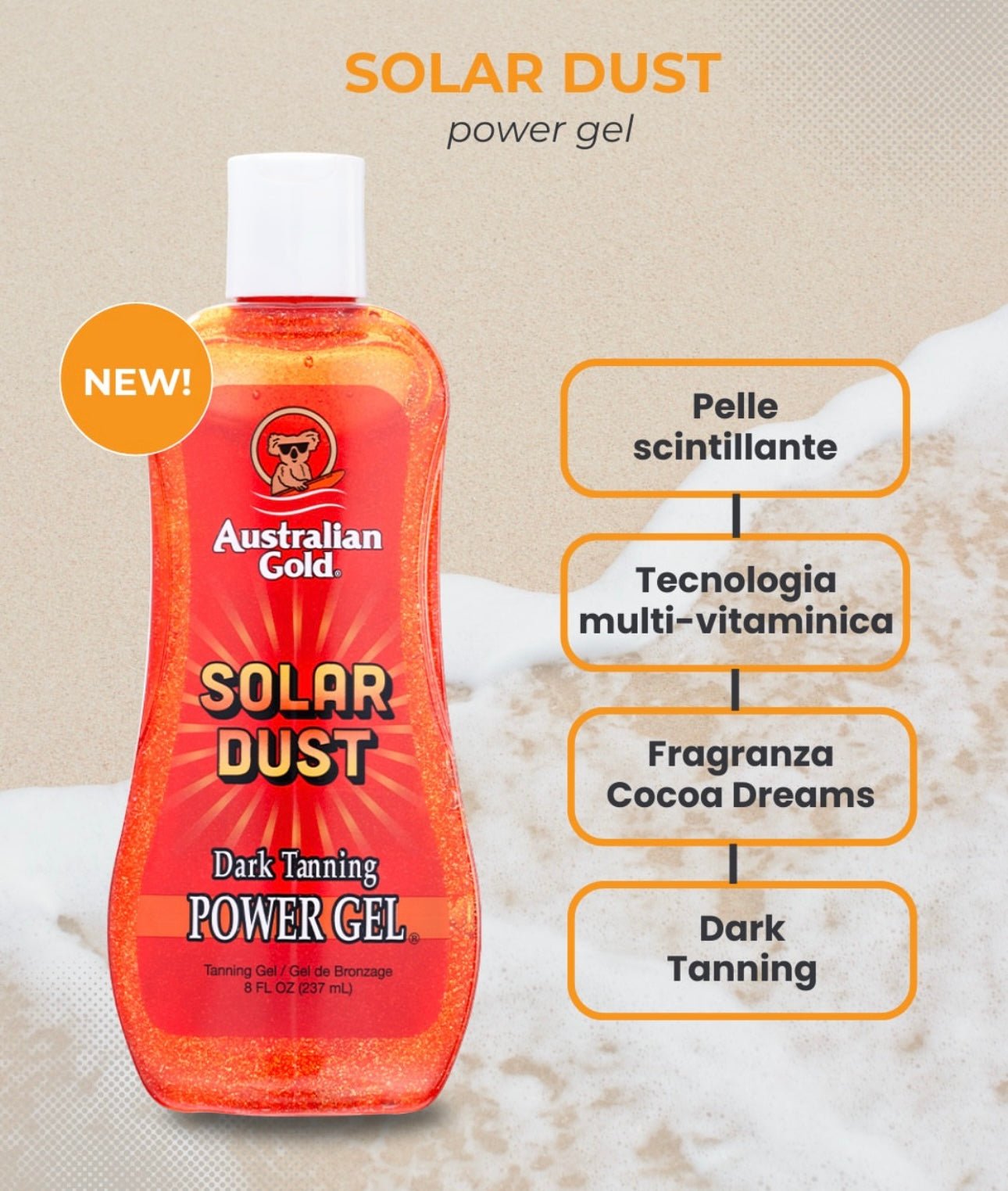 Australian Gold SOLAR DUST Abbronzante con Vitamine e Shimmer - Bikini D'amare Riccione