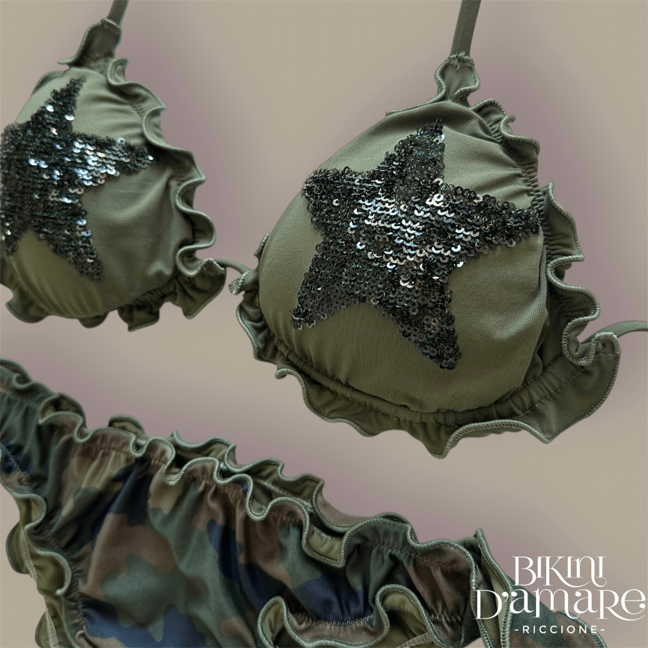 Sunny Beach Bikini Triangolo Paillettes Stelle Militare