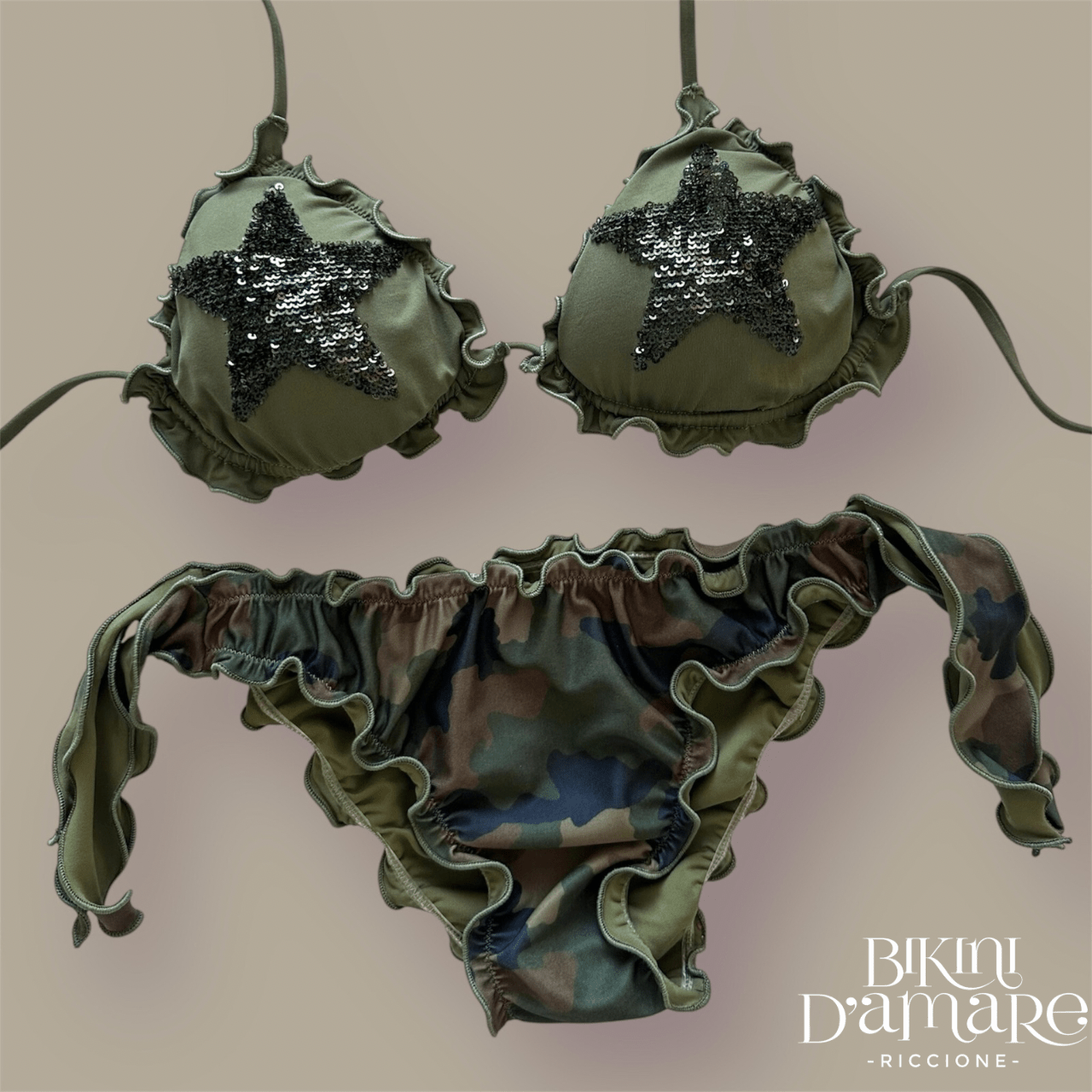 Sunny Beach Bikini Triangolo Paillettes Stelle Militare