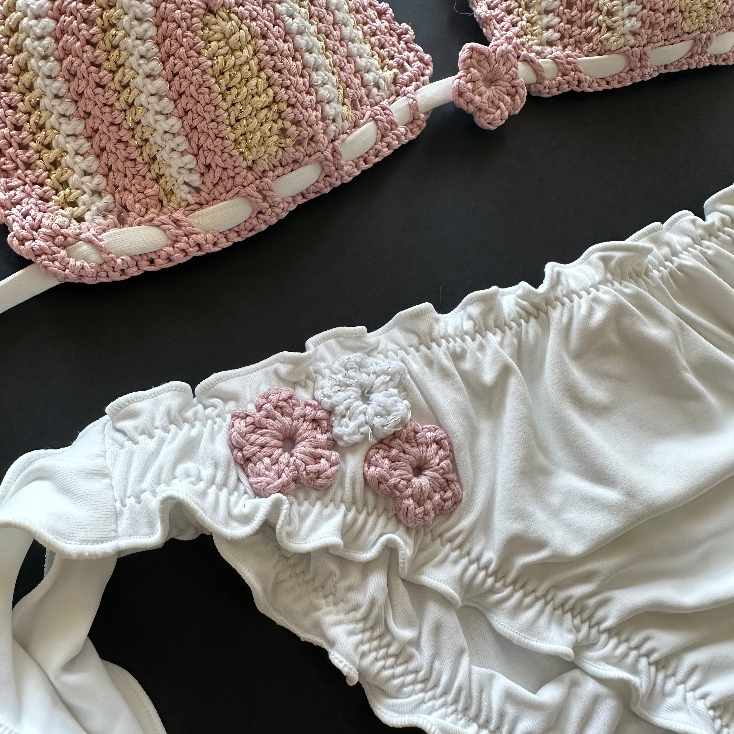 Bikini Triangolo Uncinetto Fiori Romantic Bikini D'amare