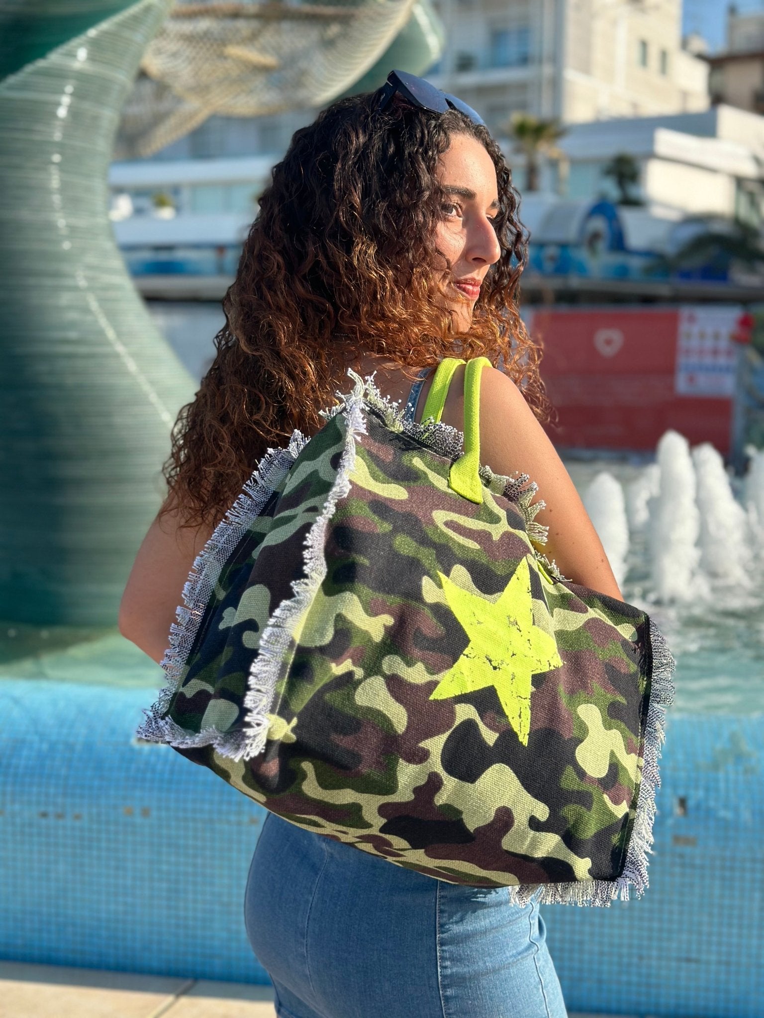 Lovely Beach Borsa Mare Media Camo Militare Stella - Bikini D'amare Riccione