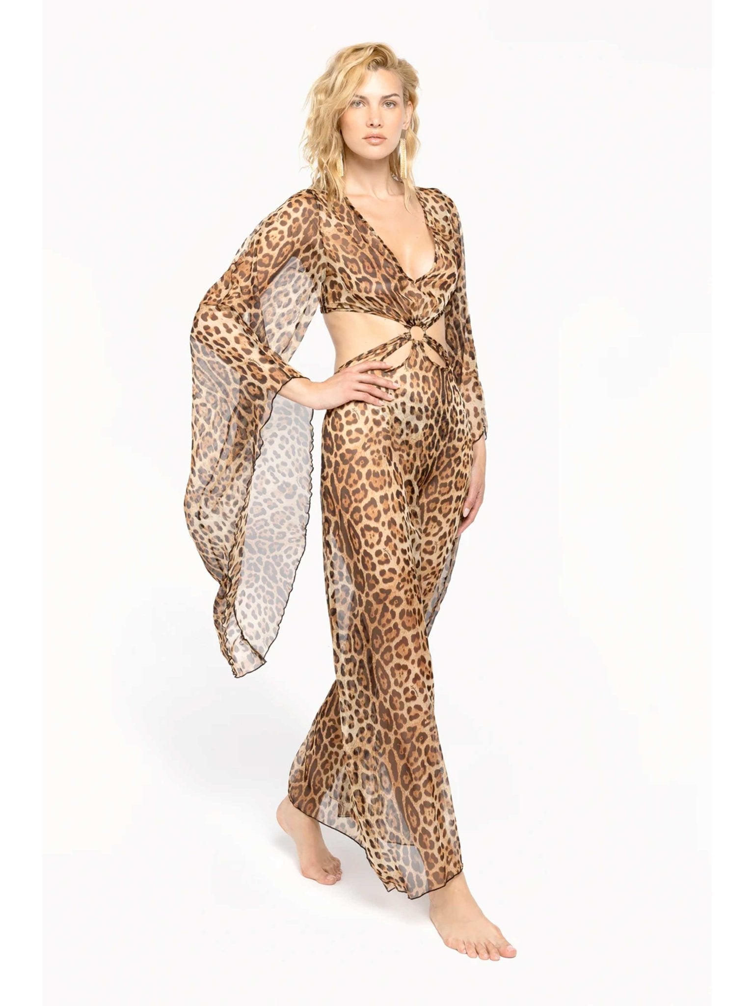 4giveness Abito Lungo Rose Leopard 4giveness