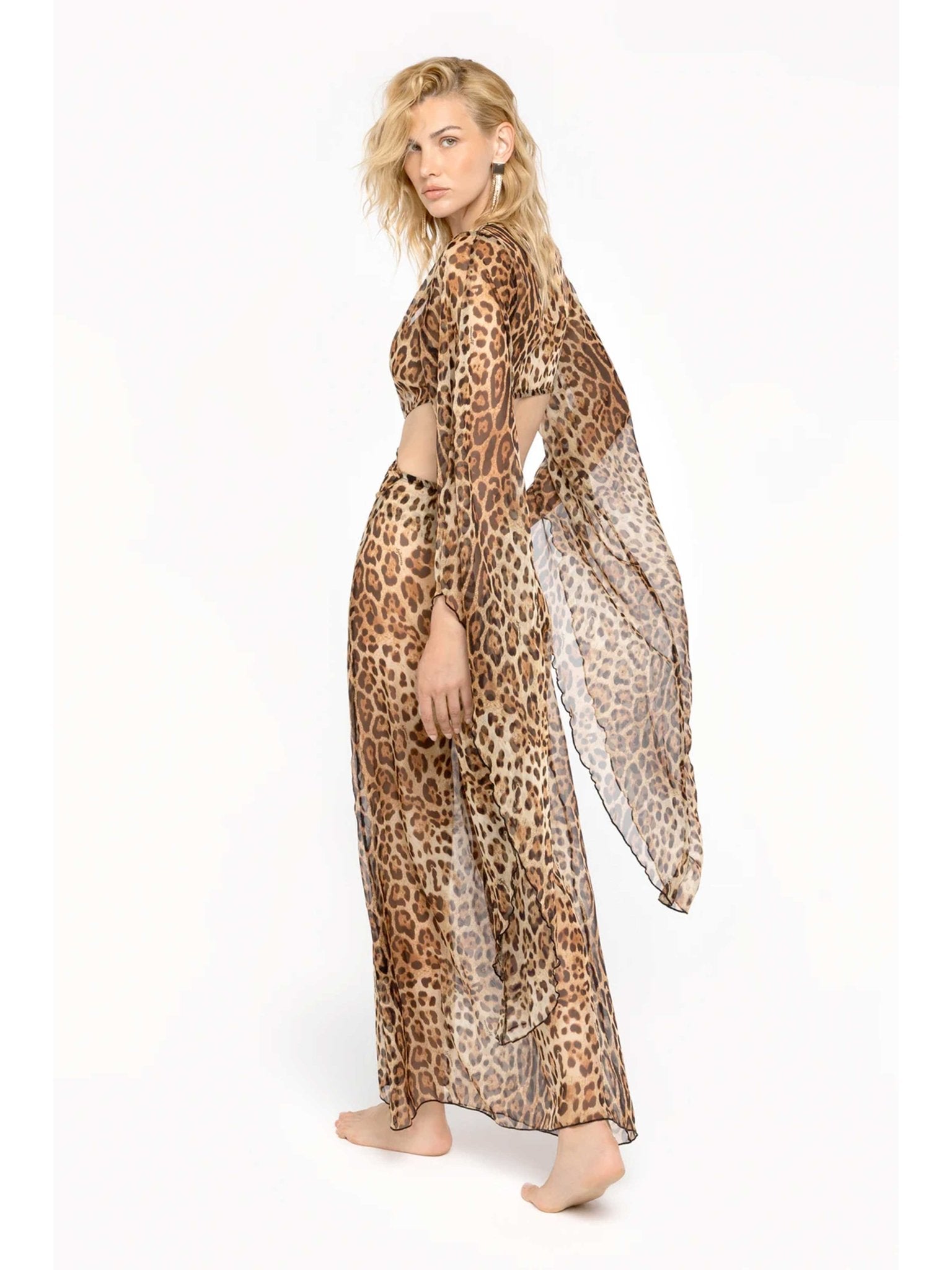 4giveness Abito Lungo Rose Leopard 4giveness