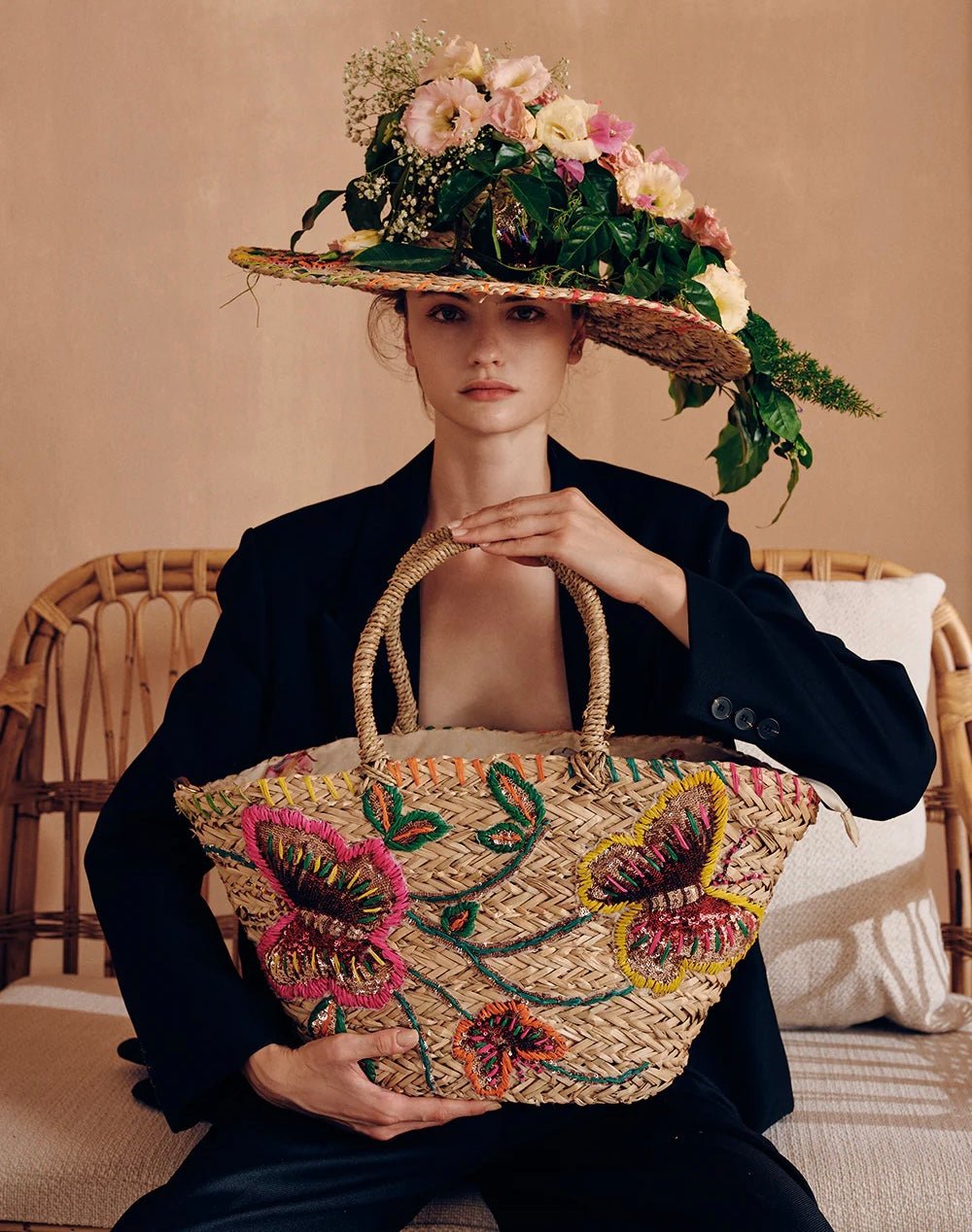 Kassandra e co. Borsa Mare Paglia Butterfly - Bikini D'amare Riccione