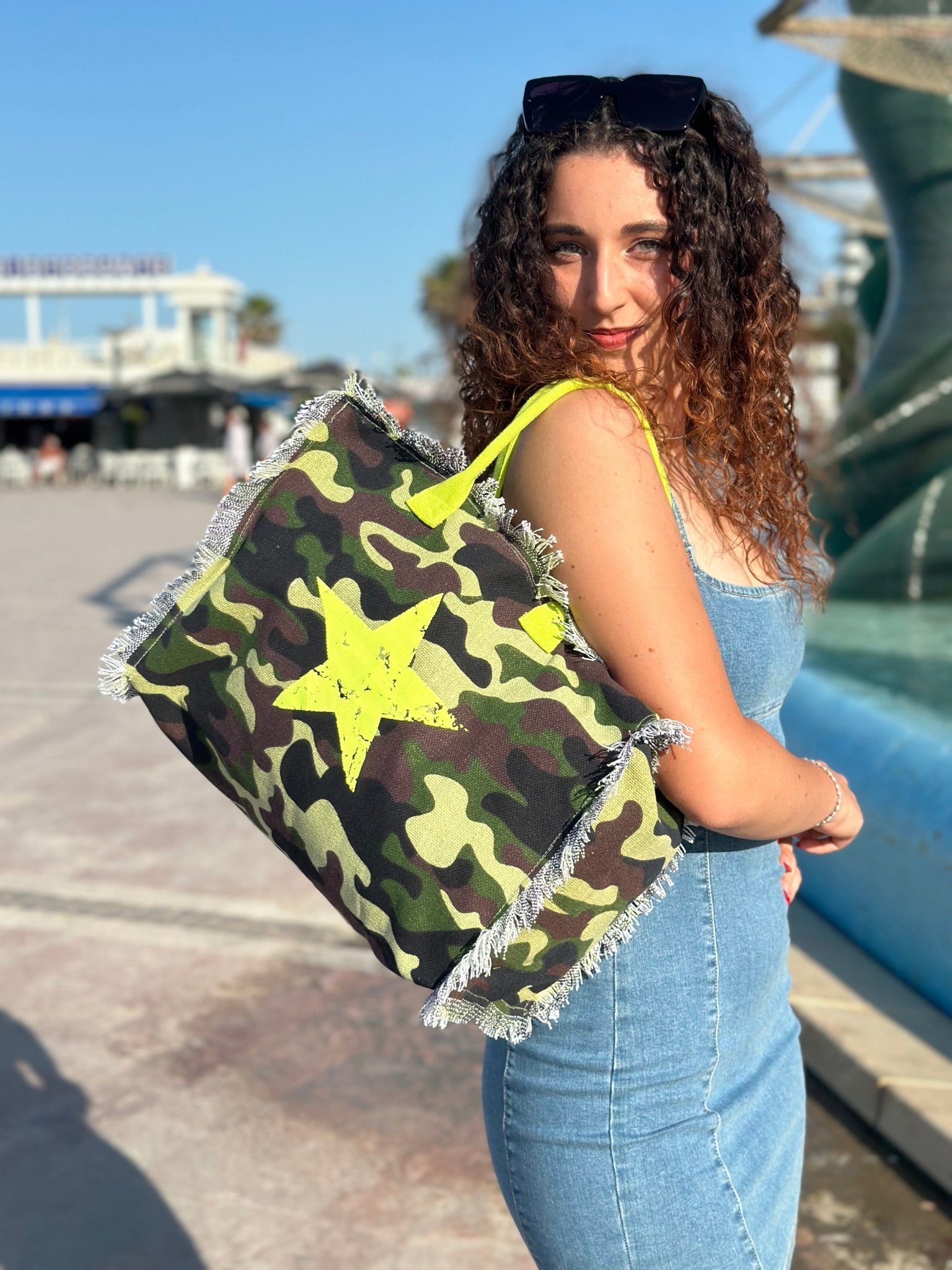 Lovely Beach Borsa Mare Media Camo Militare Stella - Bikini D'amare Riccione