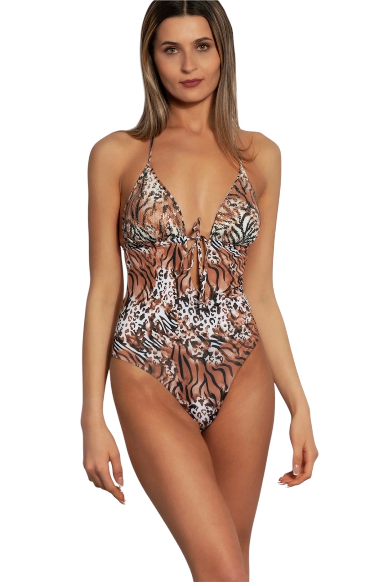 2Bekini Bikini Intero Monokini Paillettes Safari - Bikini D'amare Riccione
