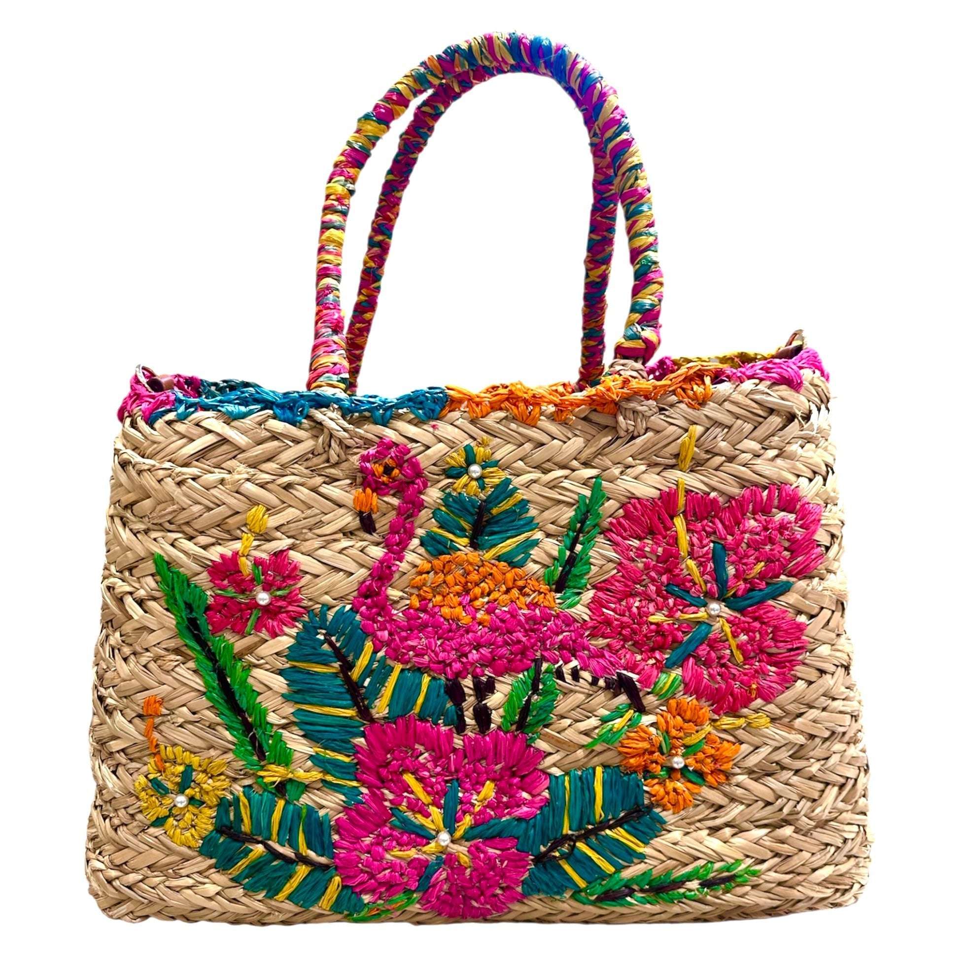 Borsa Mare Paglia Fenicottero - Bikini D'amare Riccione