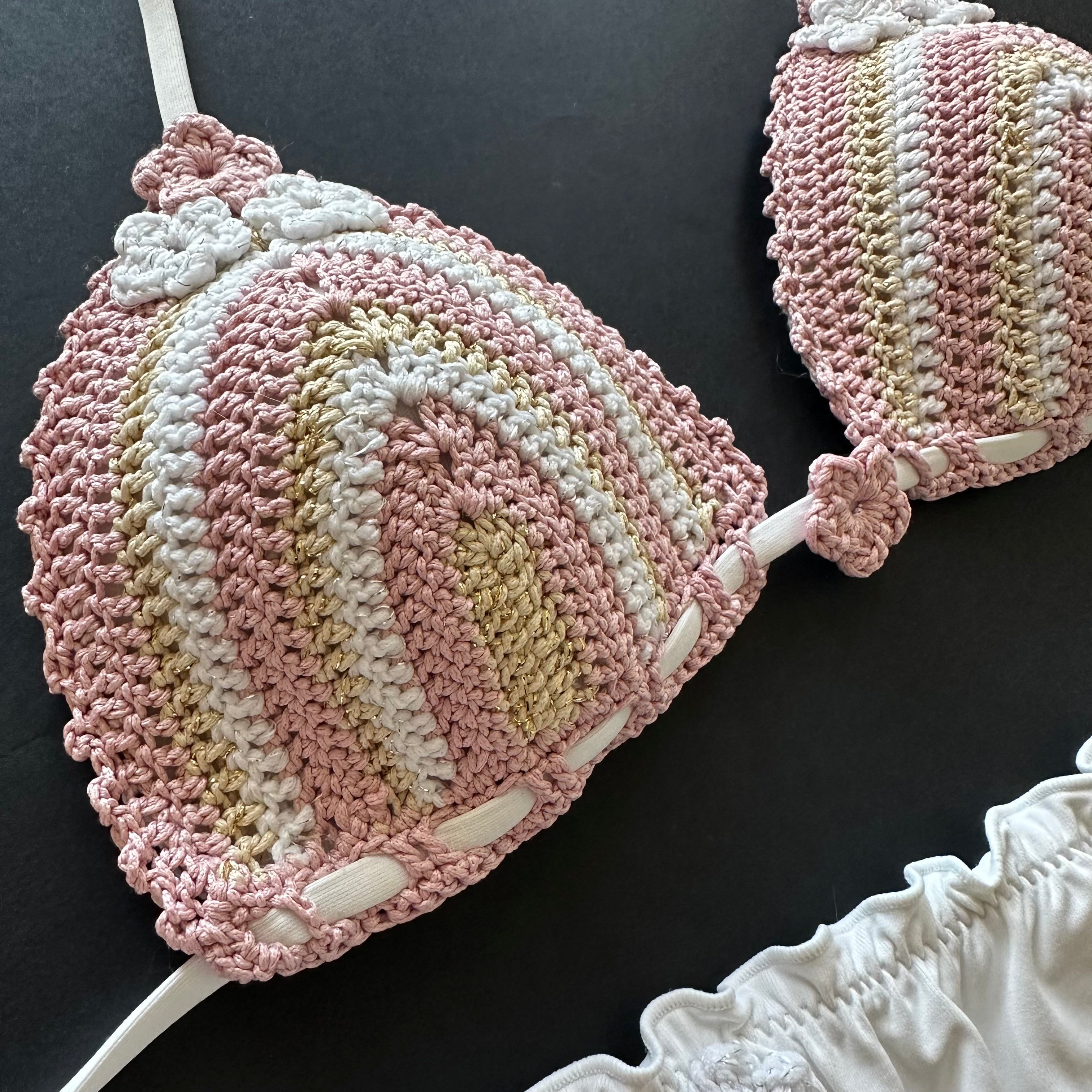 Bikini Triangolo Uncinetto Fiori Romantic Bikini D'amare