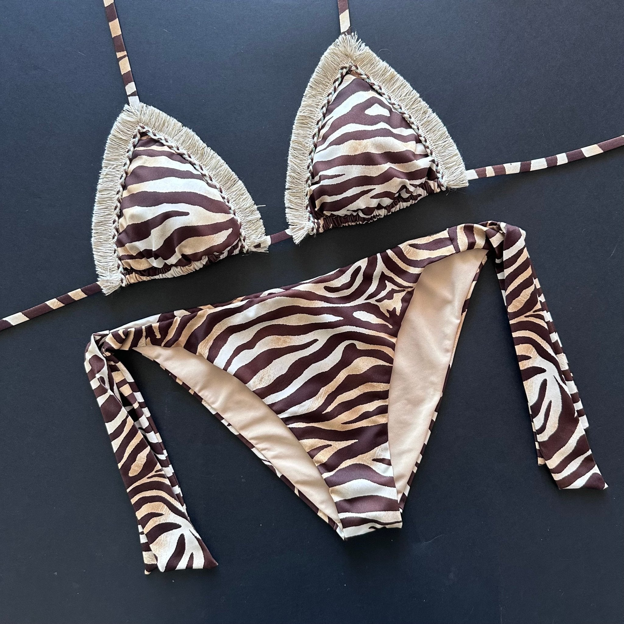Genius Bikini Triangolo Madagascar Panna Marrone Genius Beachwear
