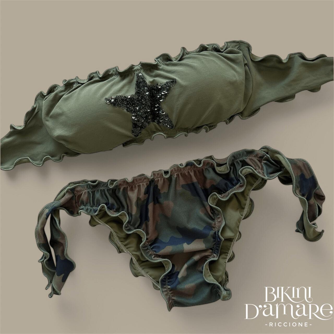 Sunny Beach Bikini Fascia Paillettes Stella Militare