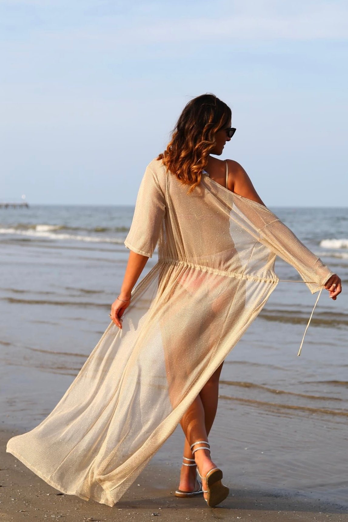 Genius Kimono Lungo Rete Oro Genius Beachwear