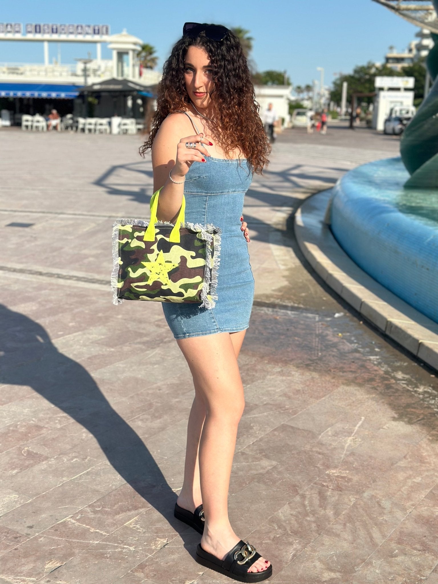 Lovely Beach Borsetta Hand Bag Camo Militare Stella - Bikini D'amare Riccione
