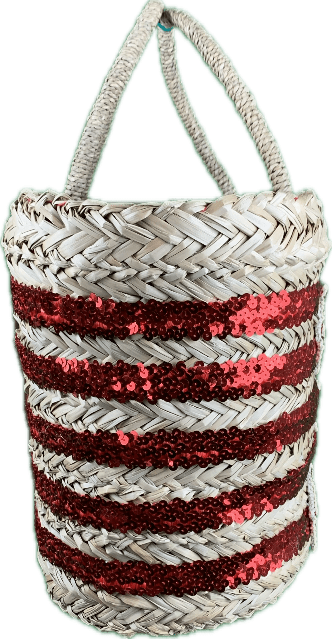 Borsa Mare di Paglia Paillettes Star Rosse Bikini D'amare