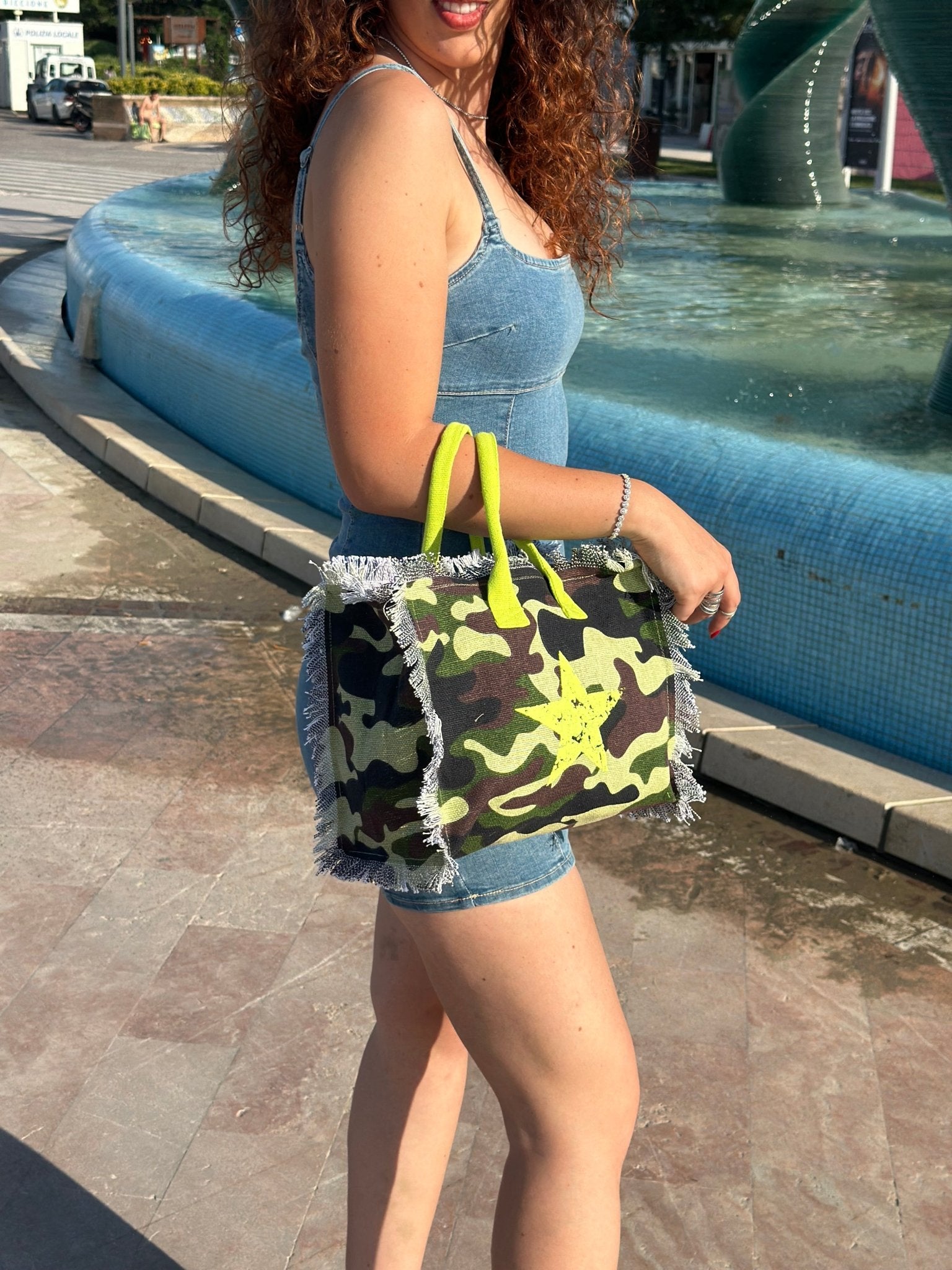 Lovely Beach Borsetta Hand Bag Camo Militare Stella - Bikini D'amare Riccione