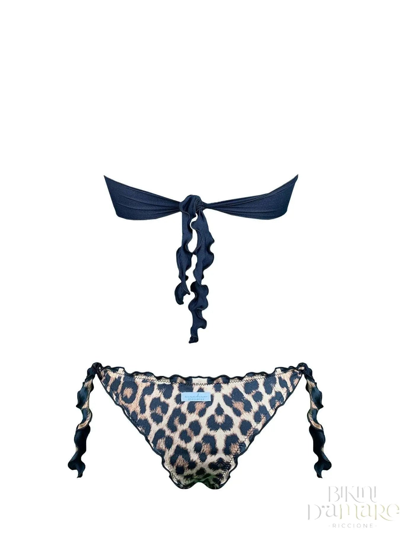 Bikini Fascia Paillettes Fiammate Oro Nere