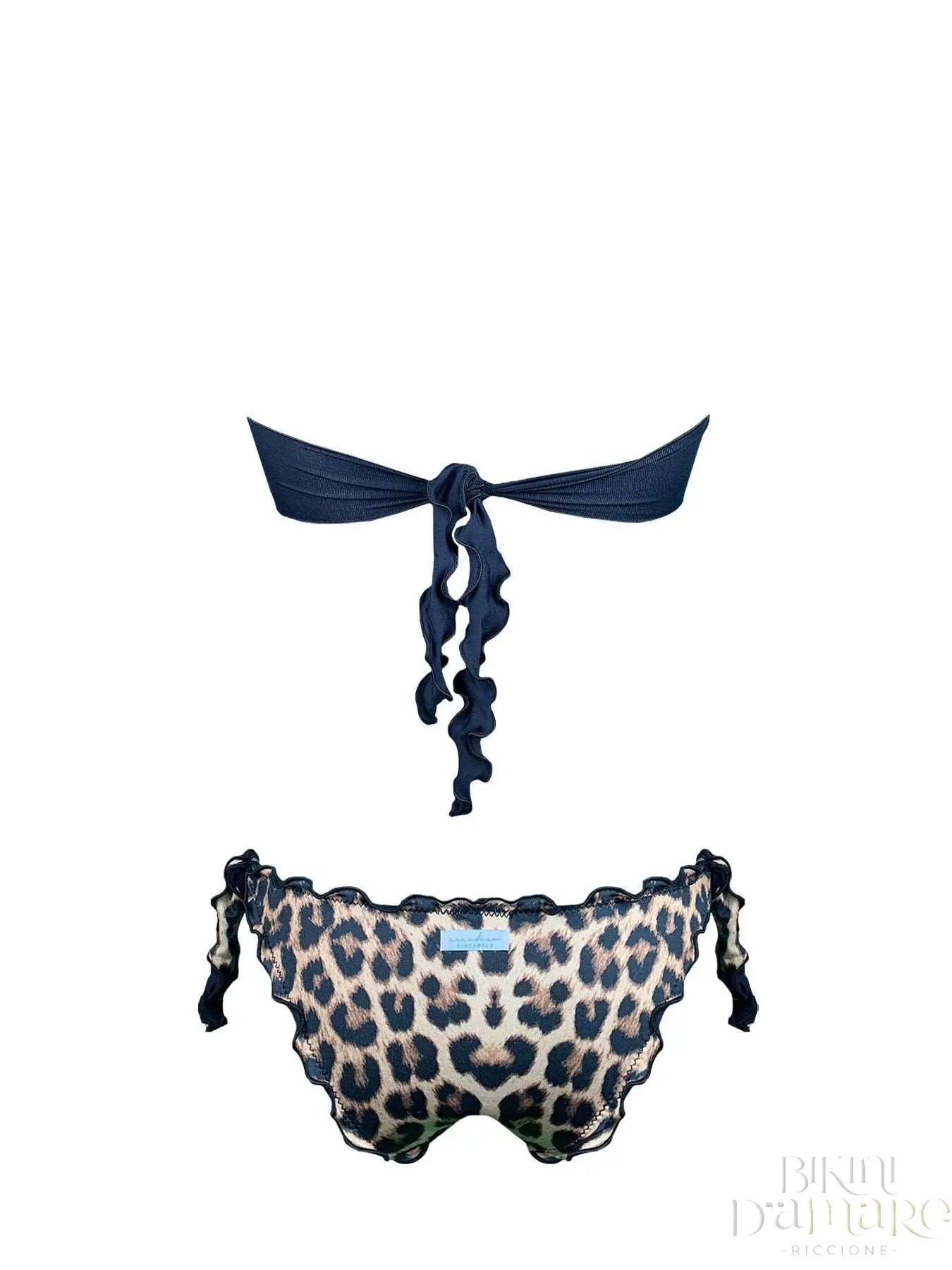 Bikini Fascia Paillettes Fiammate Oro Nere