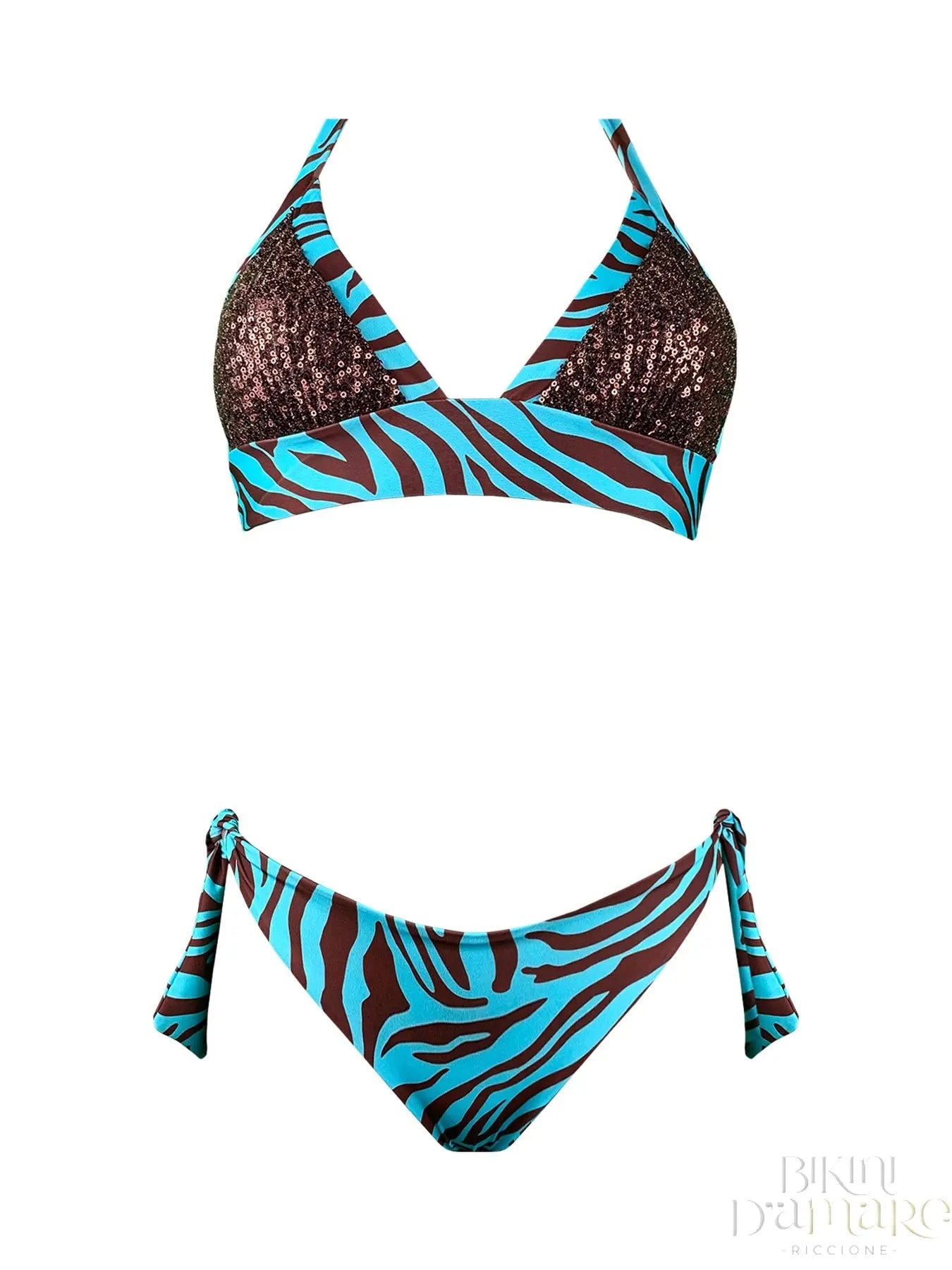 Bikini Triangolo Vela Paillettes Zebrato Kenia Genius - Bikini D'amare Riccione