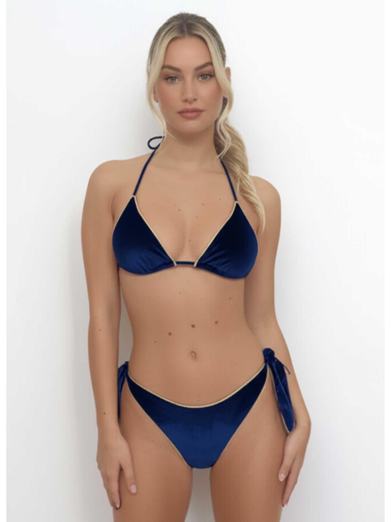 Coals Beach Bikini Triangolo Velluto Blu Oltremare - Bikini D'amare Riccione
