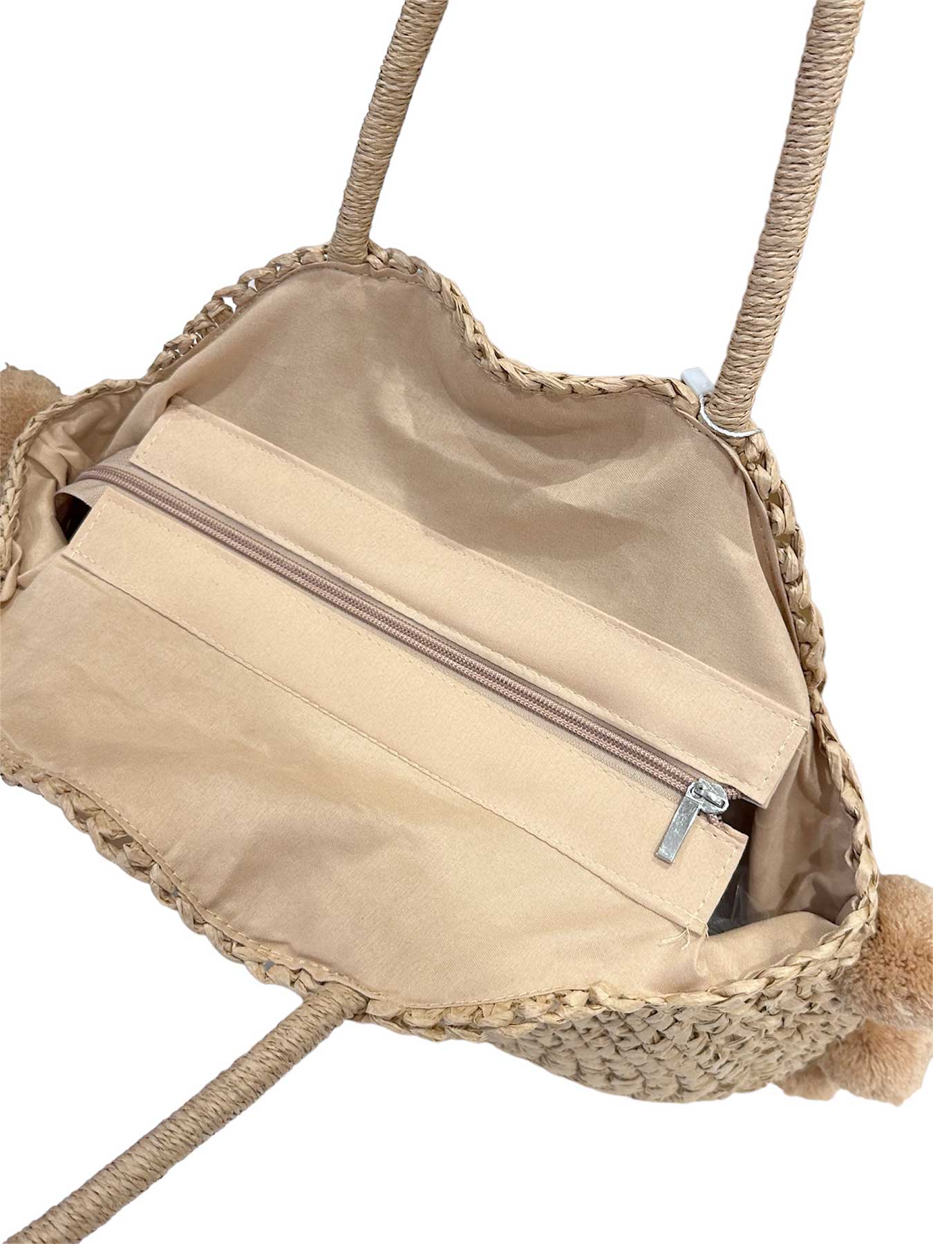 Borsa Mare Rafia Tonda Pon Pon Bikini D'amare