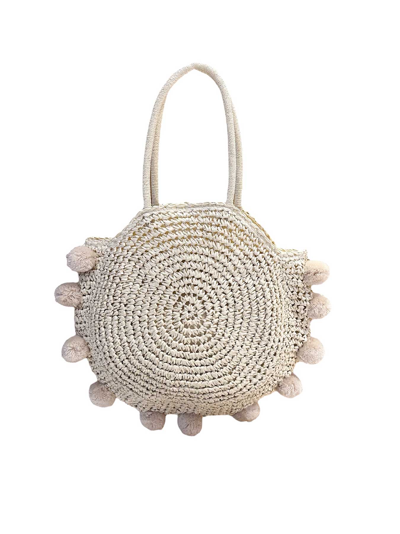 Borsa Mare Rafia Tonda Pon Pon Bikini D'amare