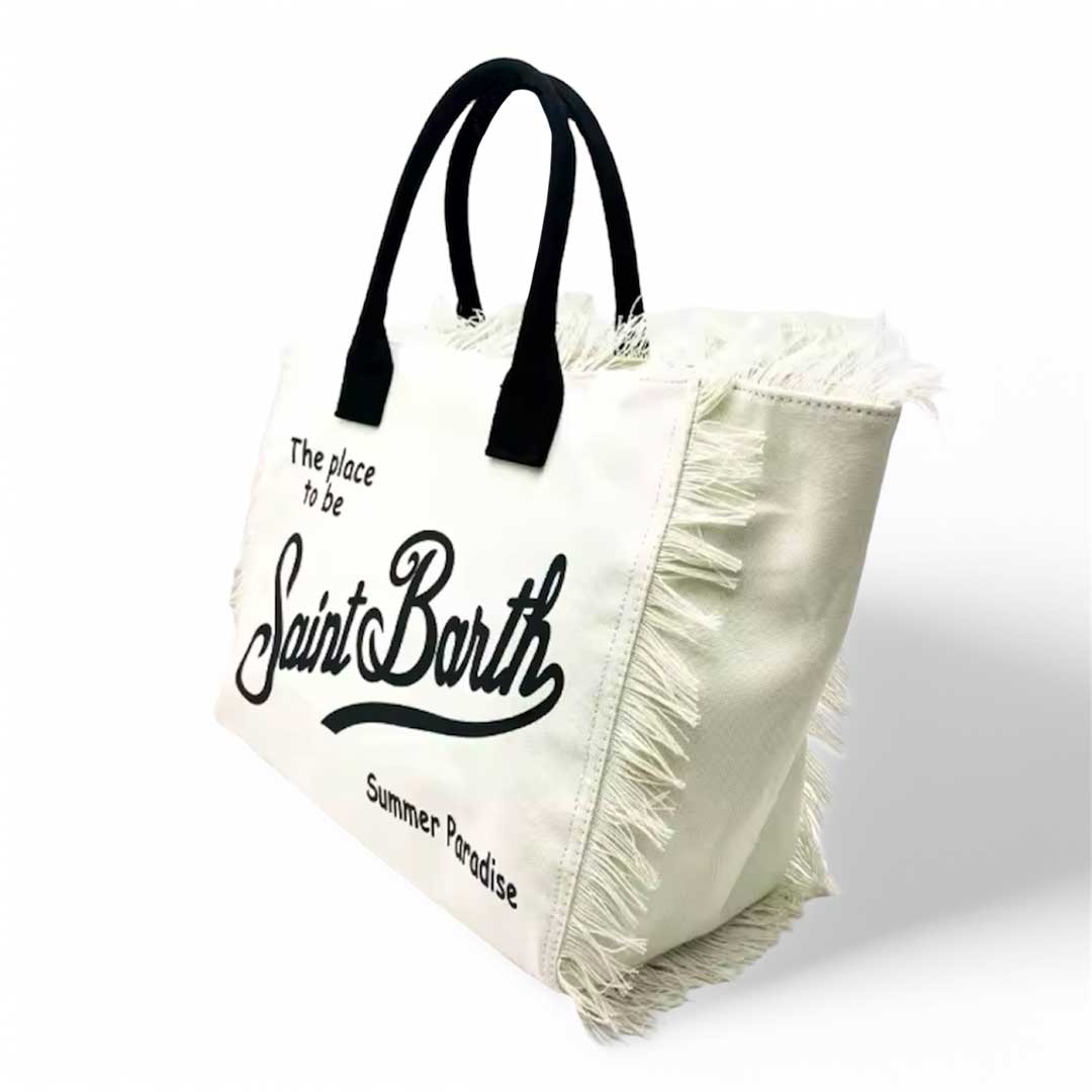 MC2 Saint Barth Borsa Spalla Vanity Avorio con scritta Nera