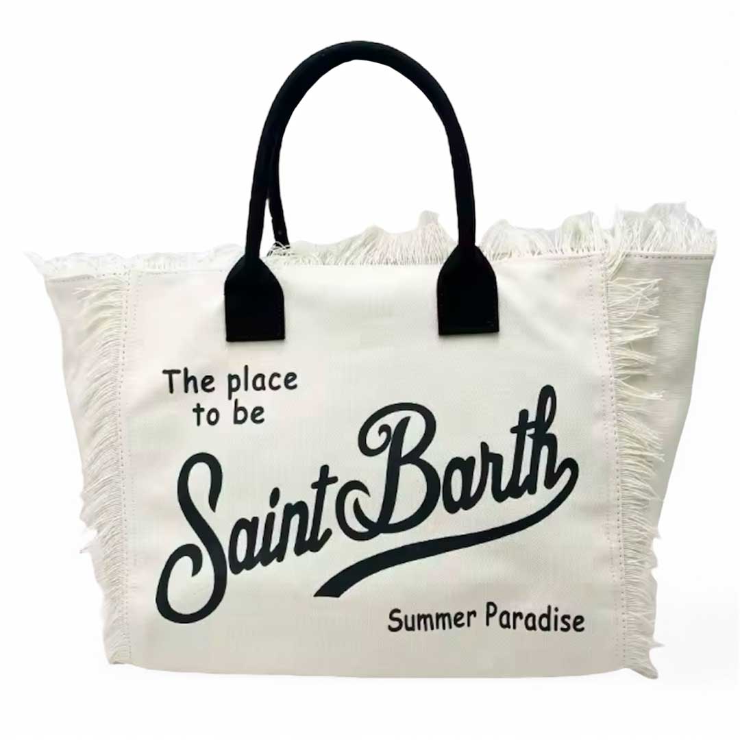 MC2 Saint Barth Borsa Spalla Vanity Avorio con scritta Nera