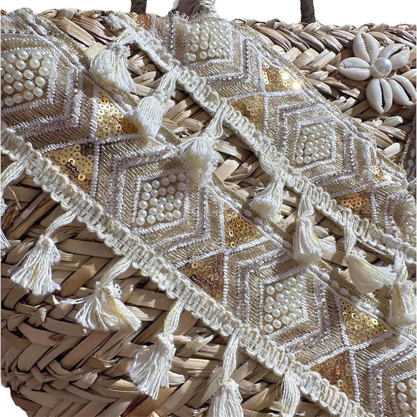 Borsa Mare di Paglia Ponpon Panna - Bikini D'amare Riccione