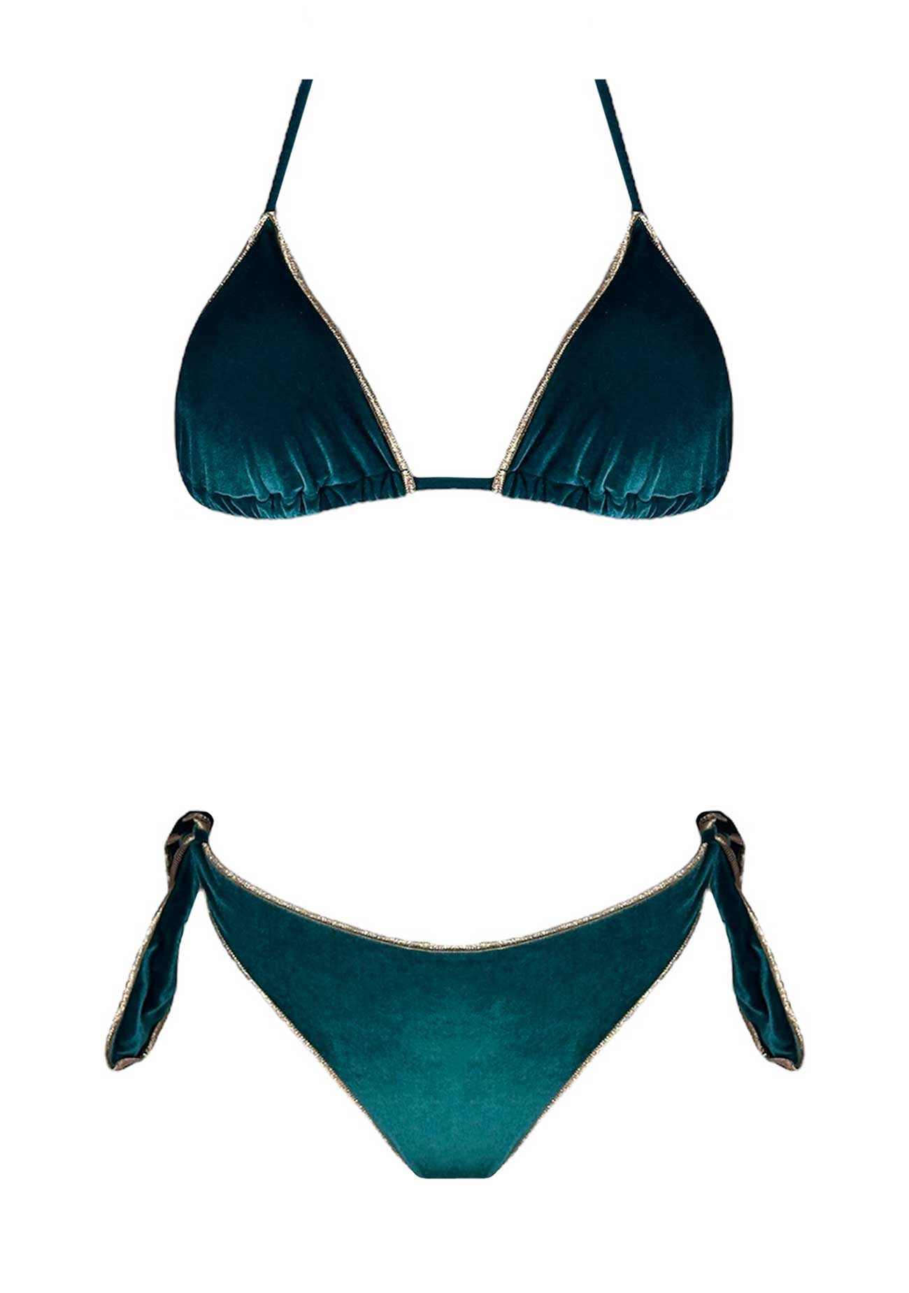 Coals Beach Bikini Triangolo Velluto Verde Sequoia - Bikini D'amare Riccione