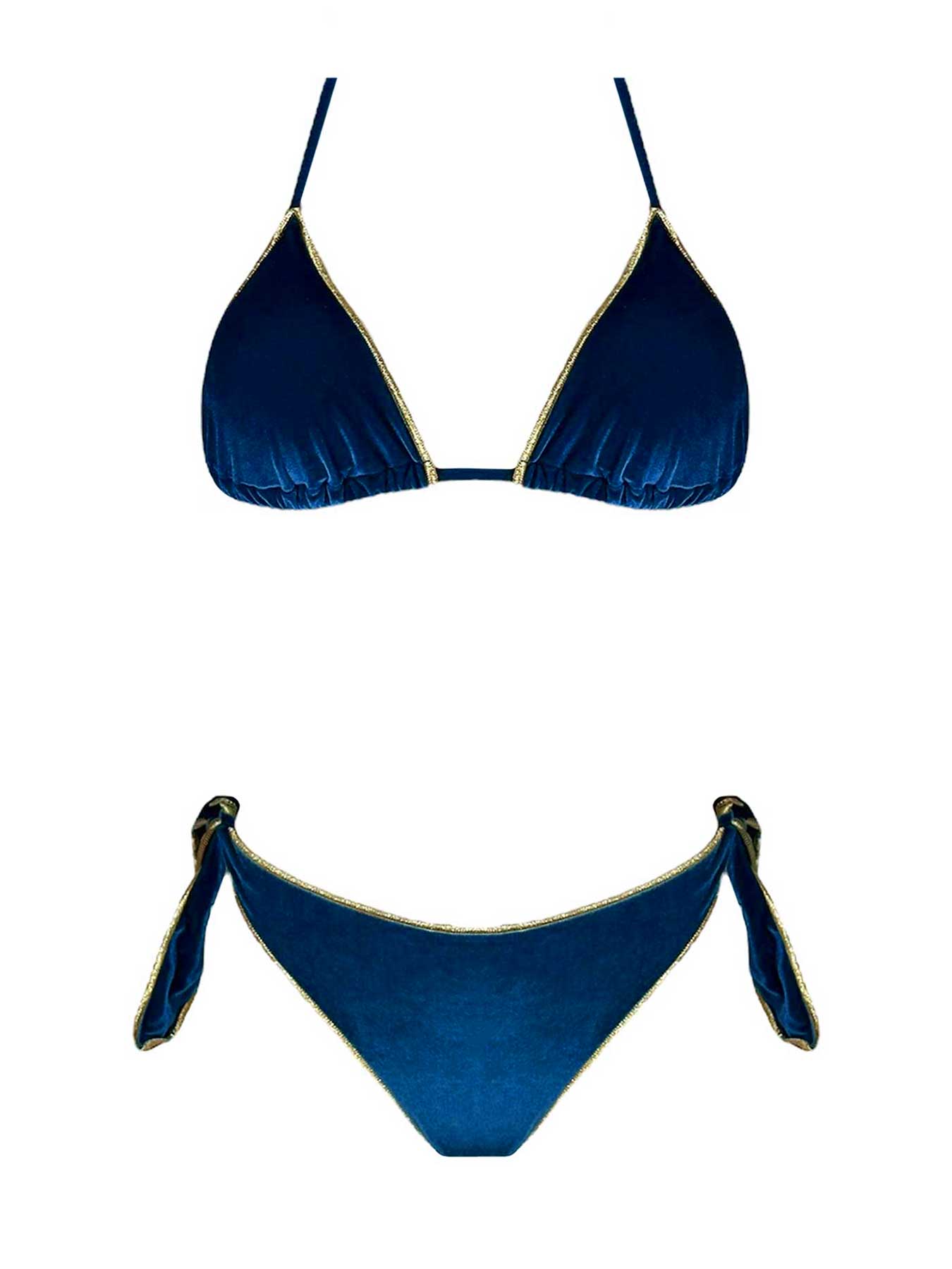 Coals Beach Bikini Triangolo Velluto Blu Oltremare - Bikini D'amare Riccione