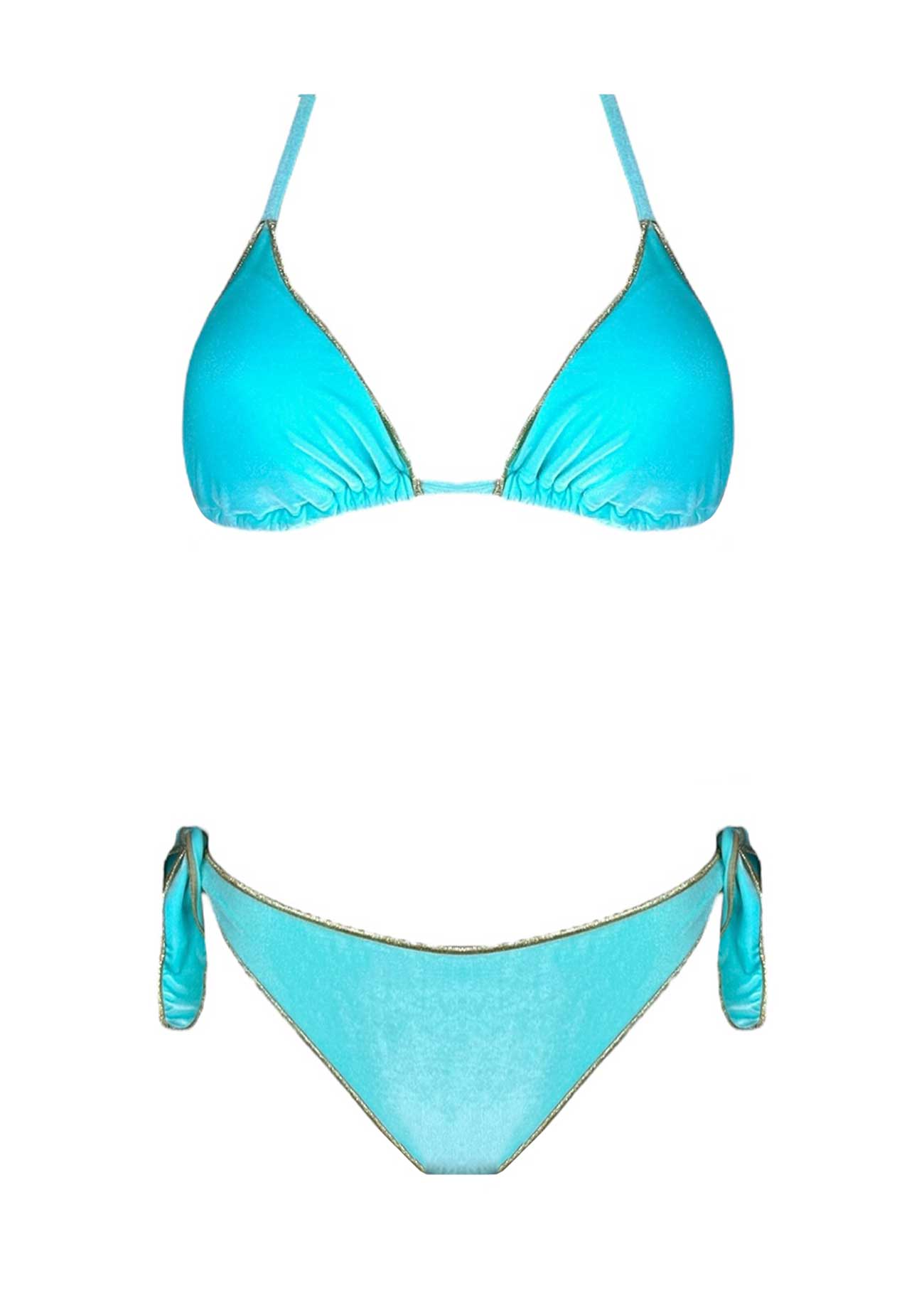 Coals Beach Bikini Triangolo Velluto Celeste - Bikini D'amare Riccione