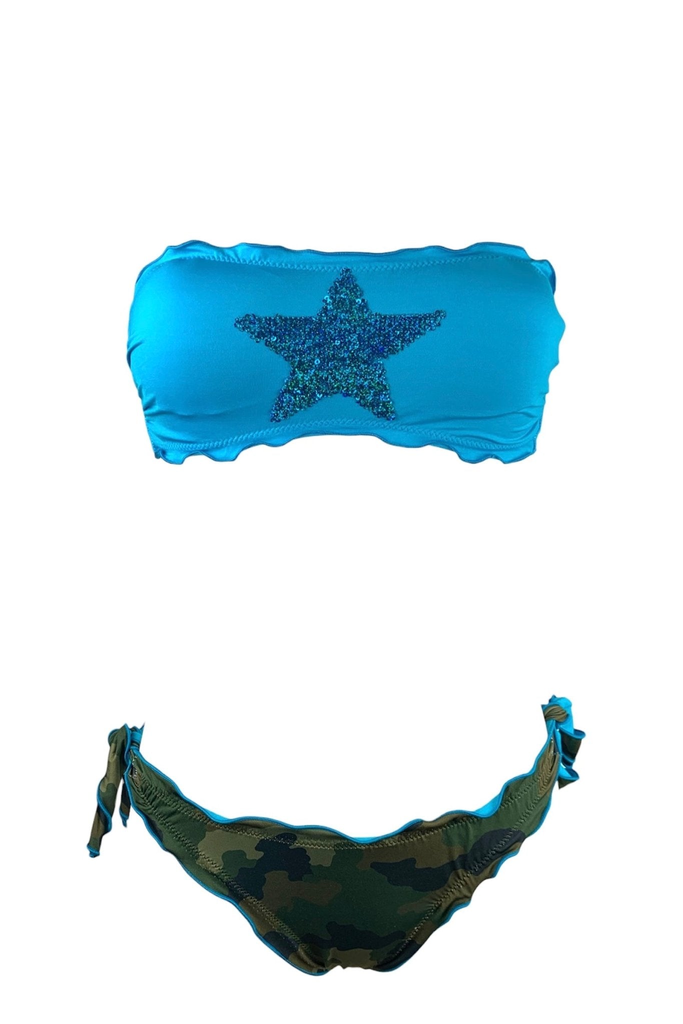 Bikini Fascia Paillettes Stella Turchese Sunny Beach - Bikini D'amare Riccione