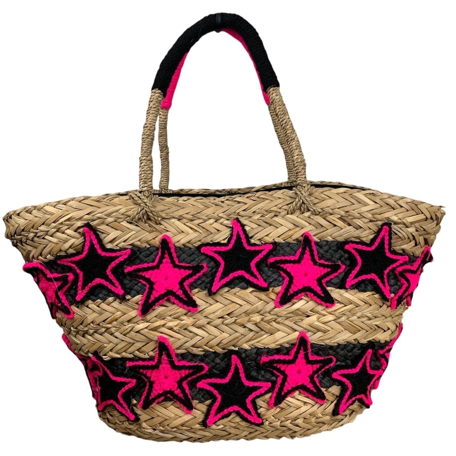 Borsa Mare Paglia Stelle Bicolore