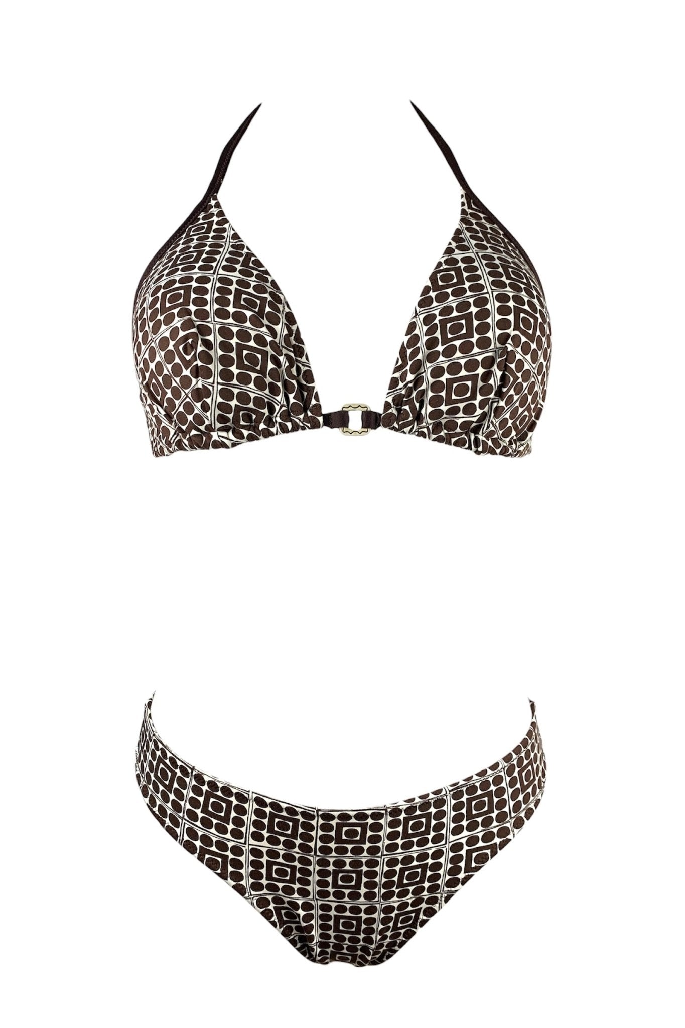 Bikini Triangolo Anello Pois Cioccolato - Bikini D'amare Riccione