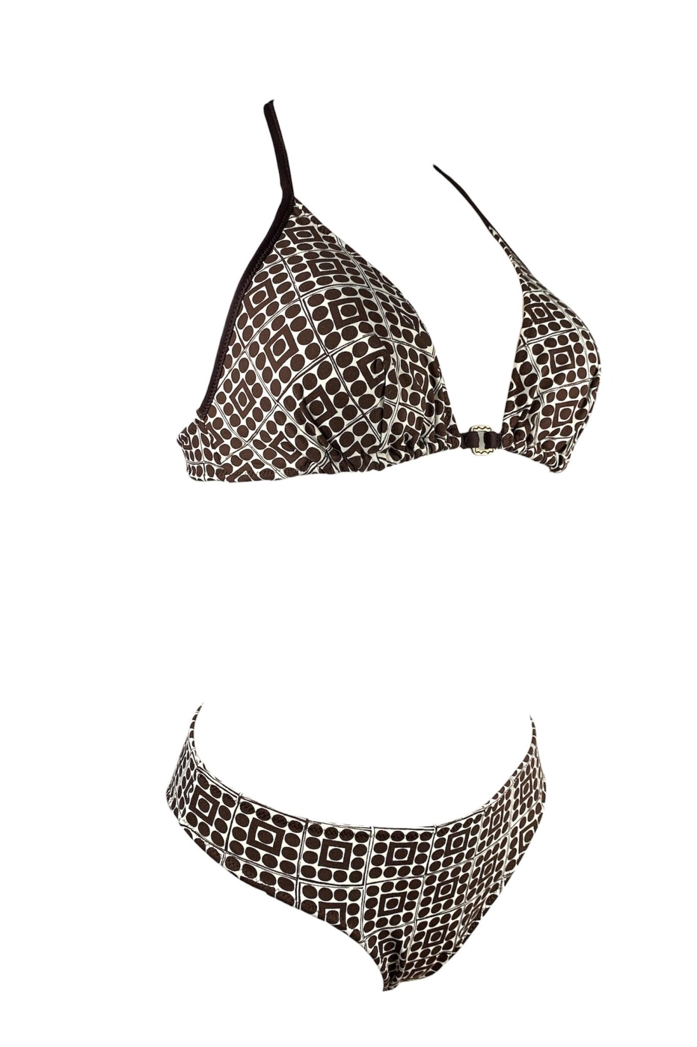 Bikini Triangolo Anello Pois Cioccolato - Bikini D'amare Riccione