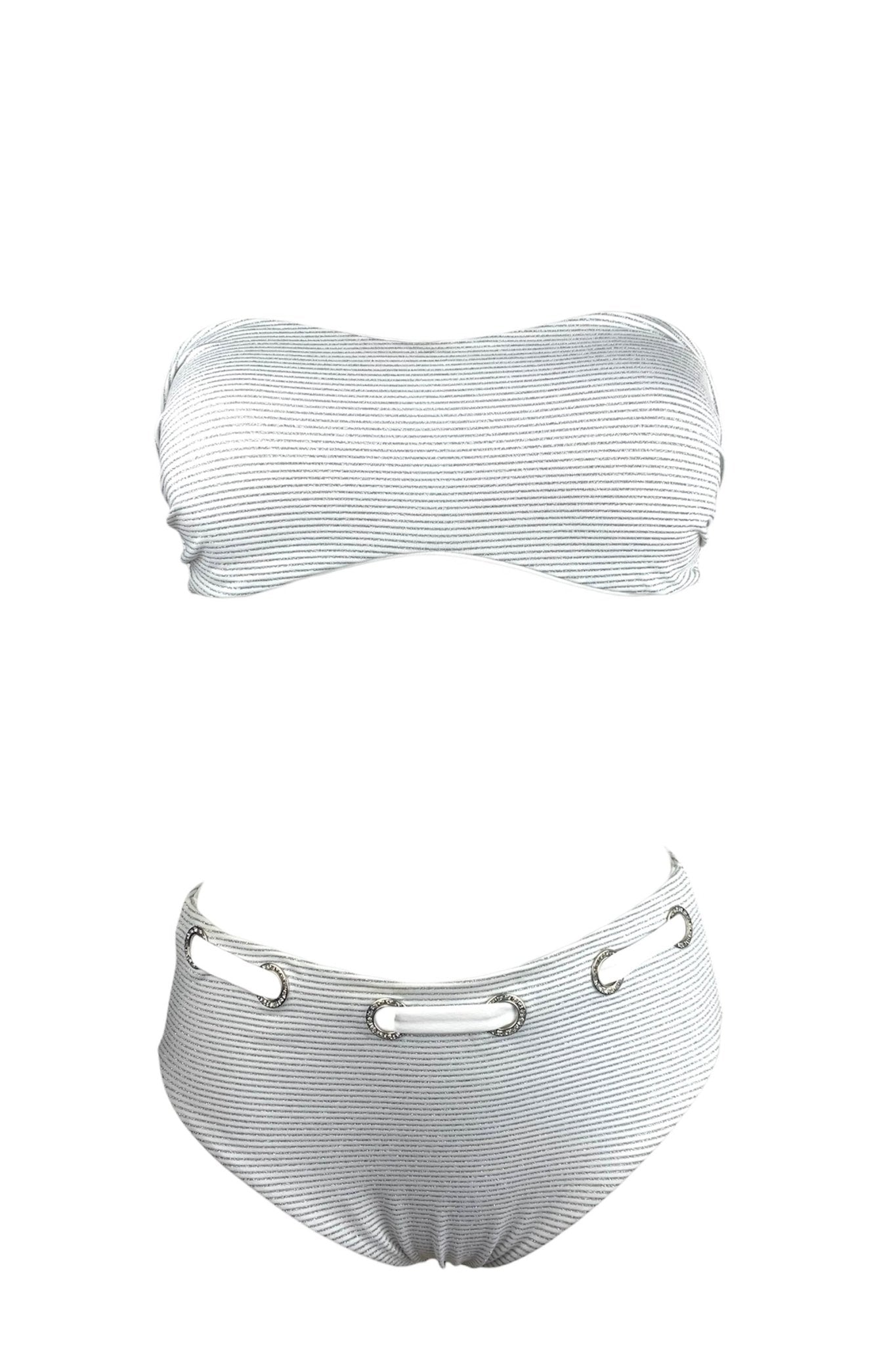 Bikini Fascia Righe Lurex con Borchie - Bikini D'amare Riccione