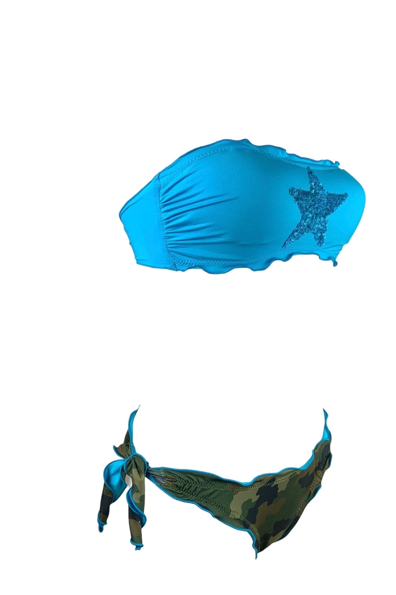 Bikini Fascia Paillettes Stella Turchese Sunny Beach - Bikini D'amare Riccione