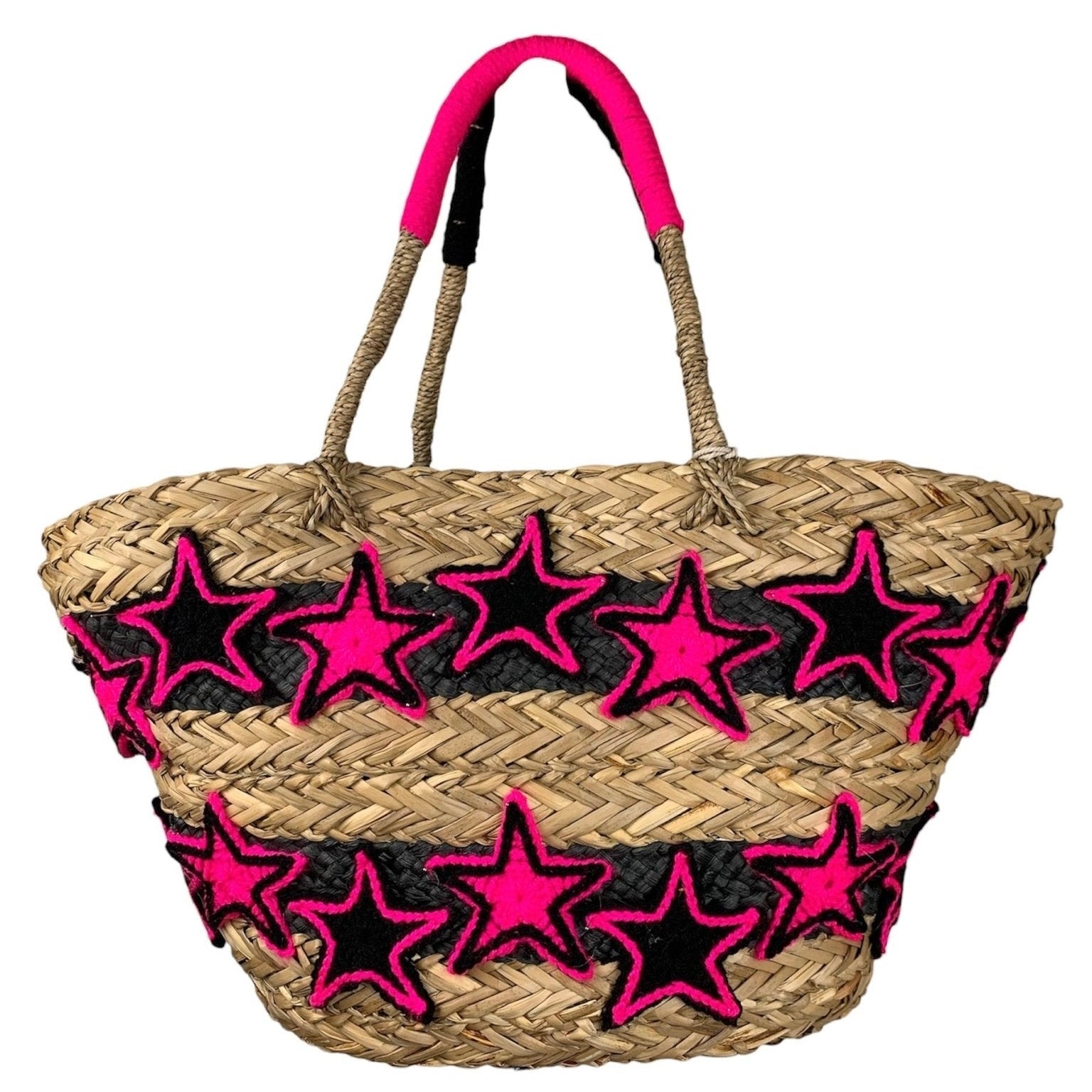 Borsa Mare Paglia Stelle Bicolore