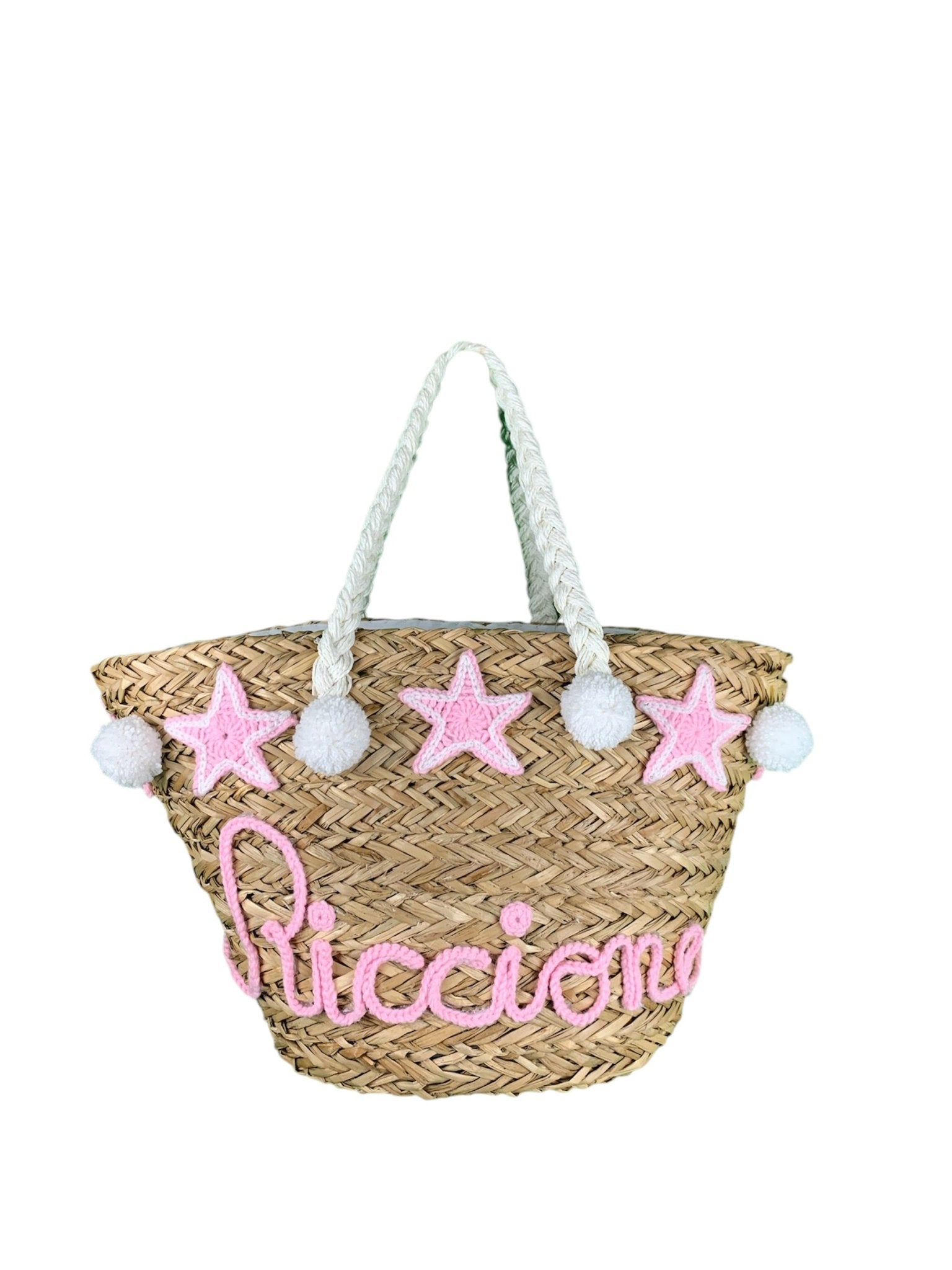 Borsa Mare Paglia Stelle Riccione Rosa Bikini D'amare
