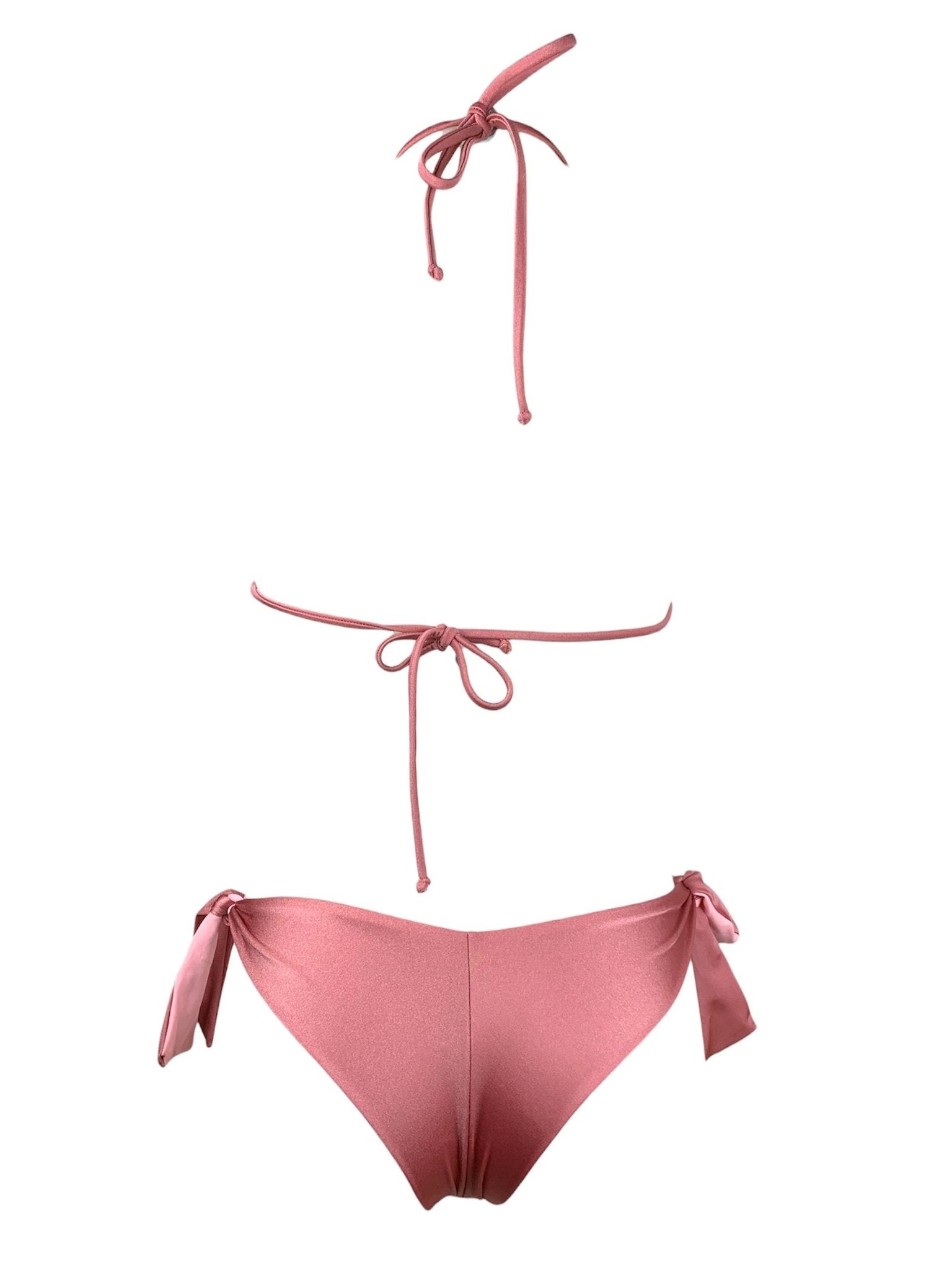 Coals Beach Bikini Triangolo Paillettes Rosa Su Velluto Brasil - Bikini D'amare Riccione