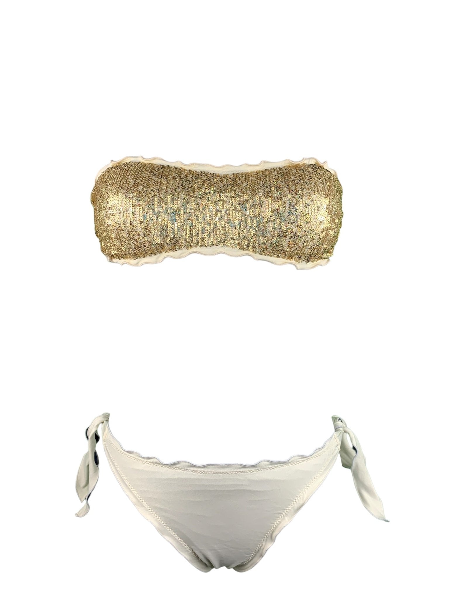 Bikini Fascia Paillettes Prillo Oro slip Jeans - Bikini D'amare Riccione