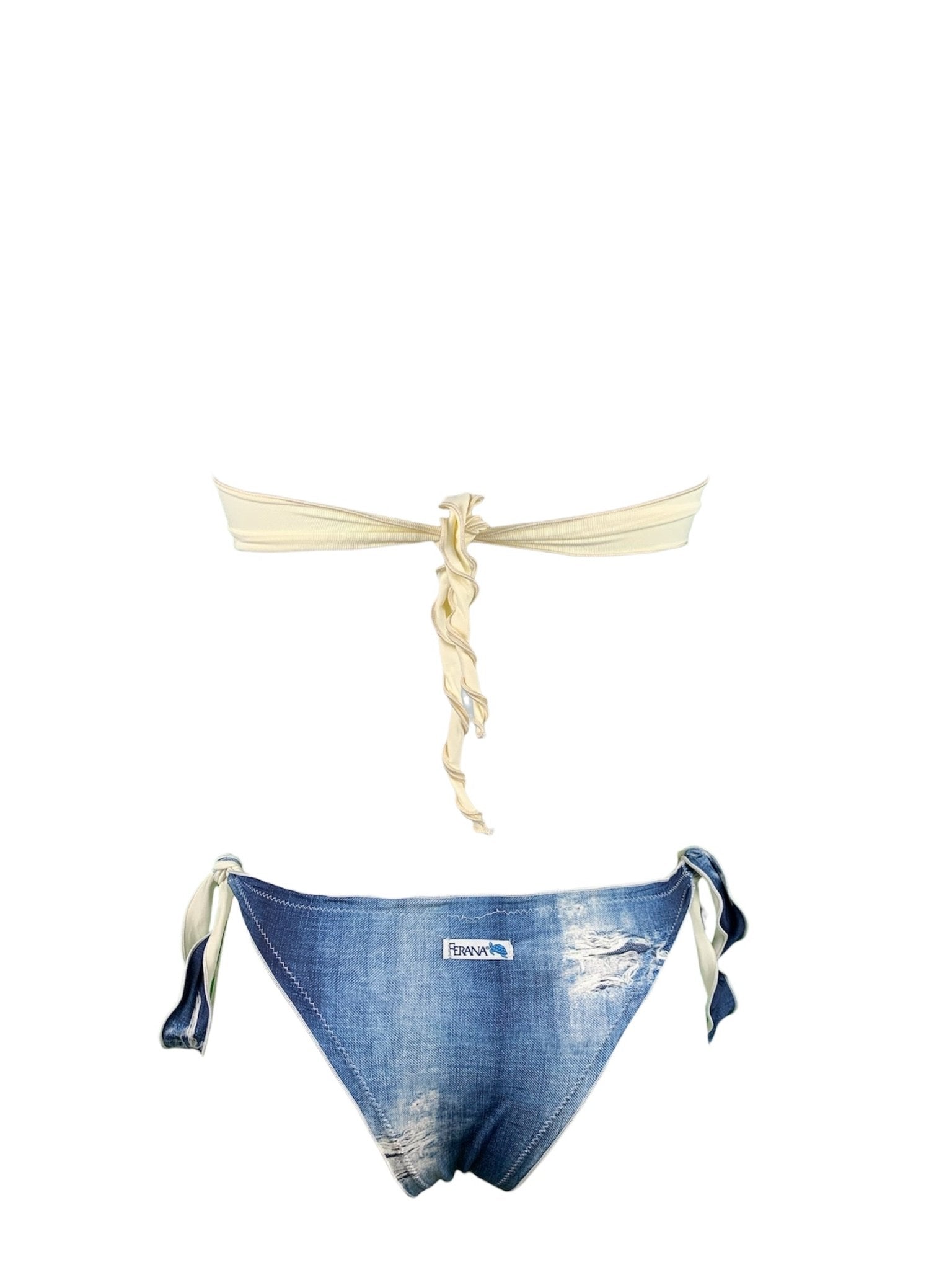 Bikini Fascia Paillettes Prillo Oro slip Jeans - Bikini D'amare Riccione