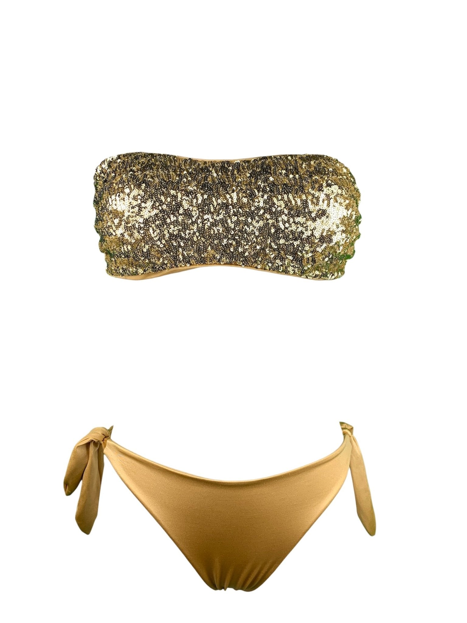 Bikini Fascia Paillettes Oro slip Oro - Bikini D'amare Riccione
