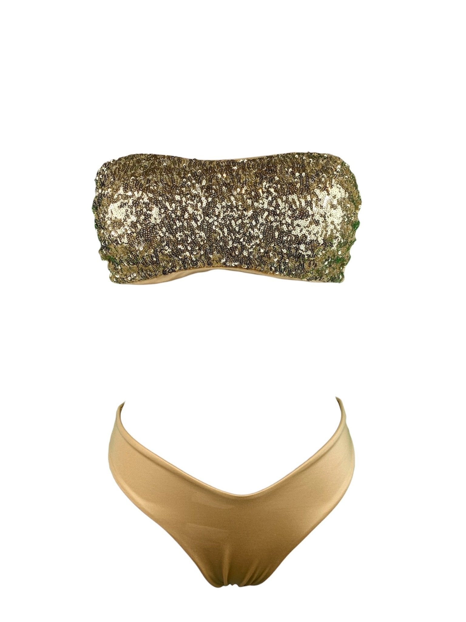 Bikini Fascia Paillettes Oro slip Oro - Bikini D'amare Riccione