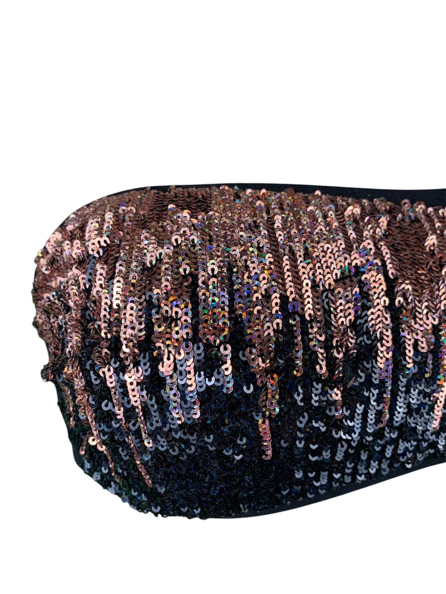 Bikini Fascia Paillettes Fiammate Bronzo-Nero