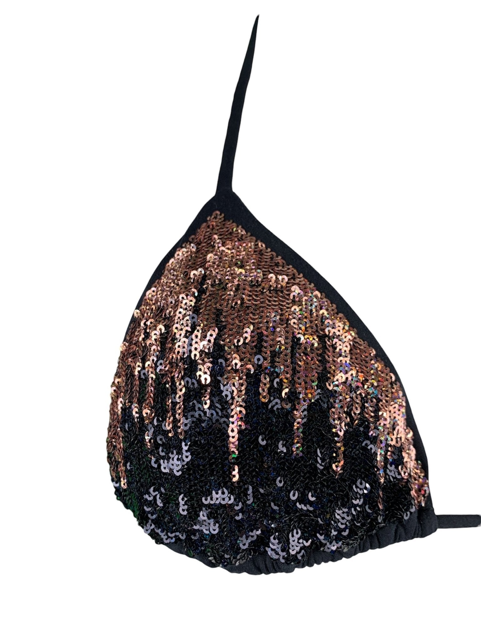 Bikini Triangolo Paillettes Fiammate Bronzo - Nero - Bikini D'amare Riccione