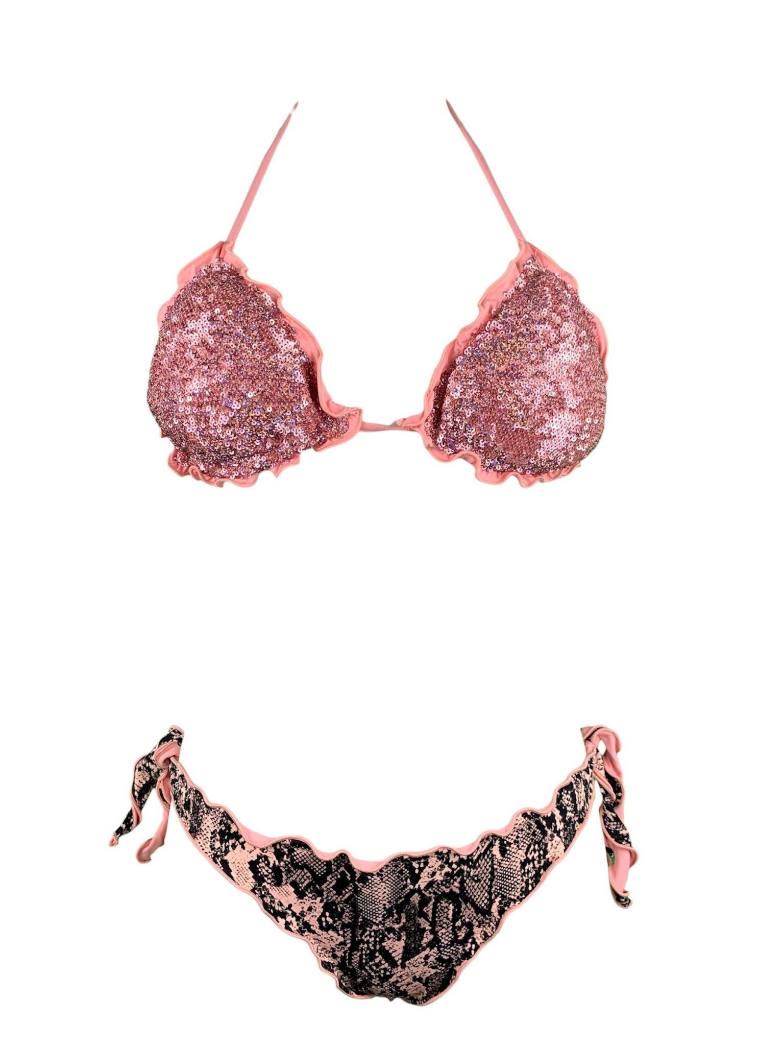 Bikini Triangolo Paillettes Prillo Rosa - Bikini D'amare Riccione