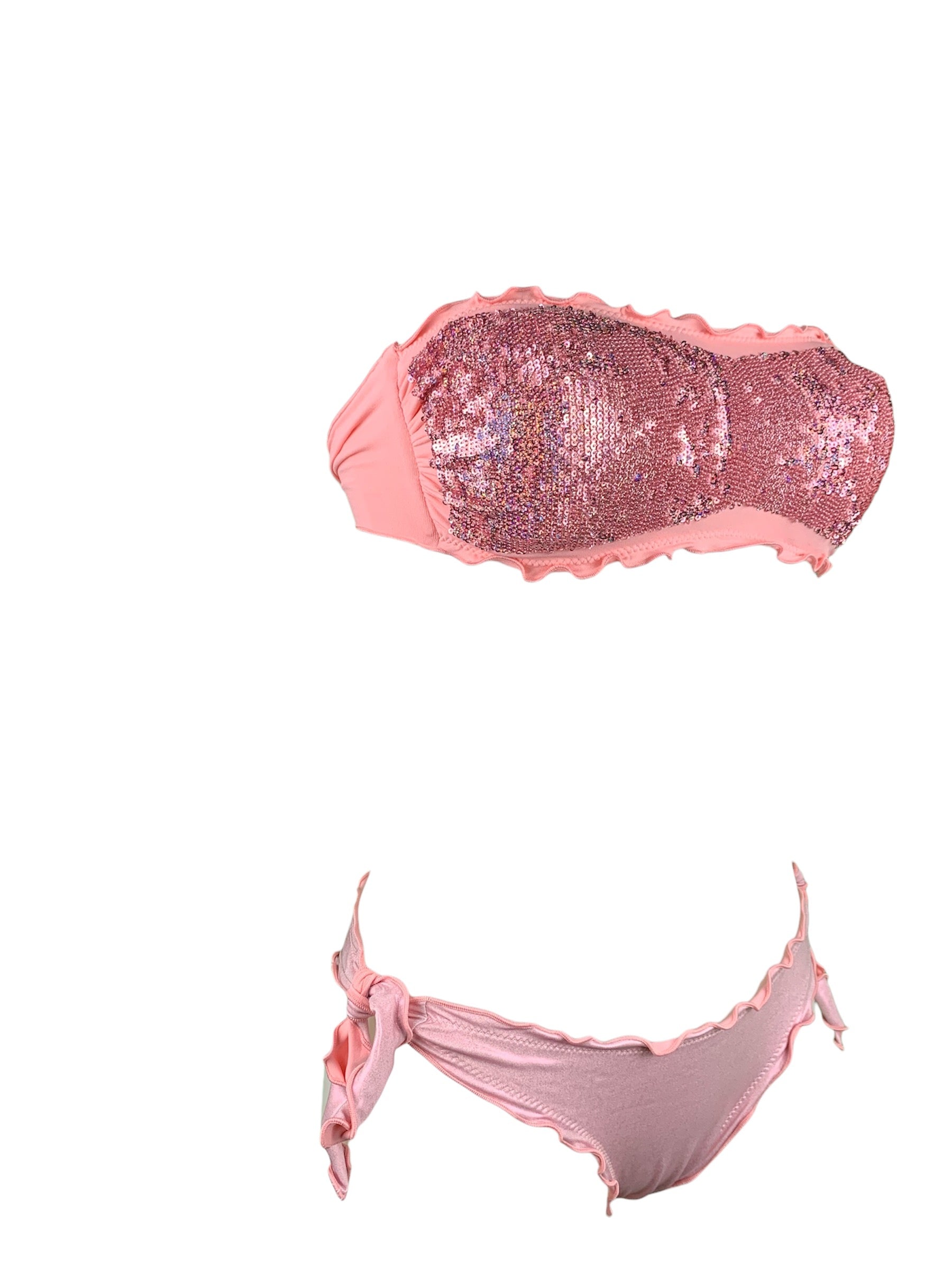Bikini Fascia Paillettes Slip Lamina Rosa