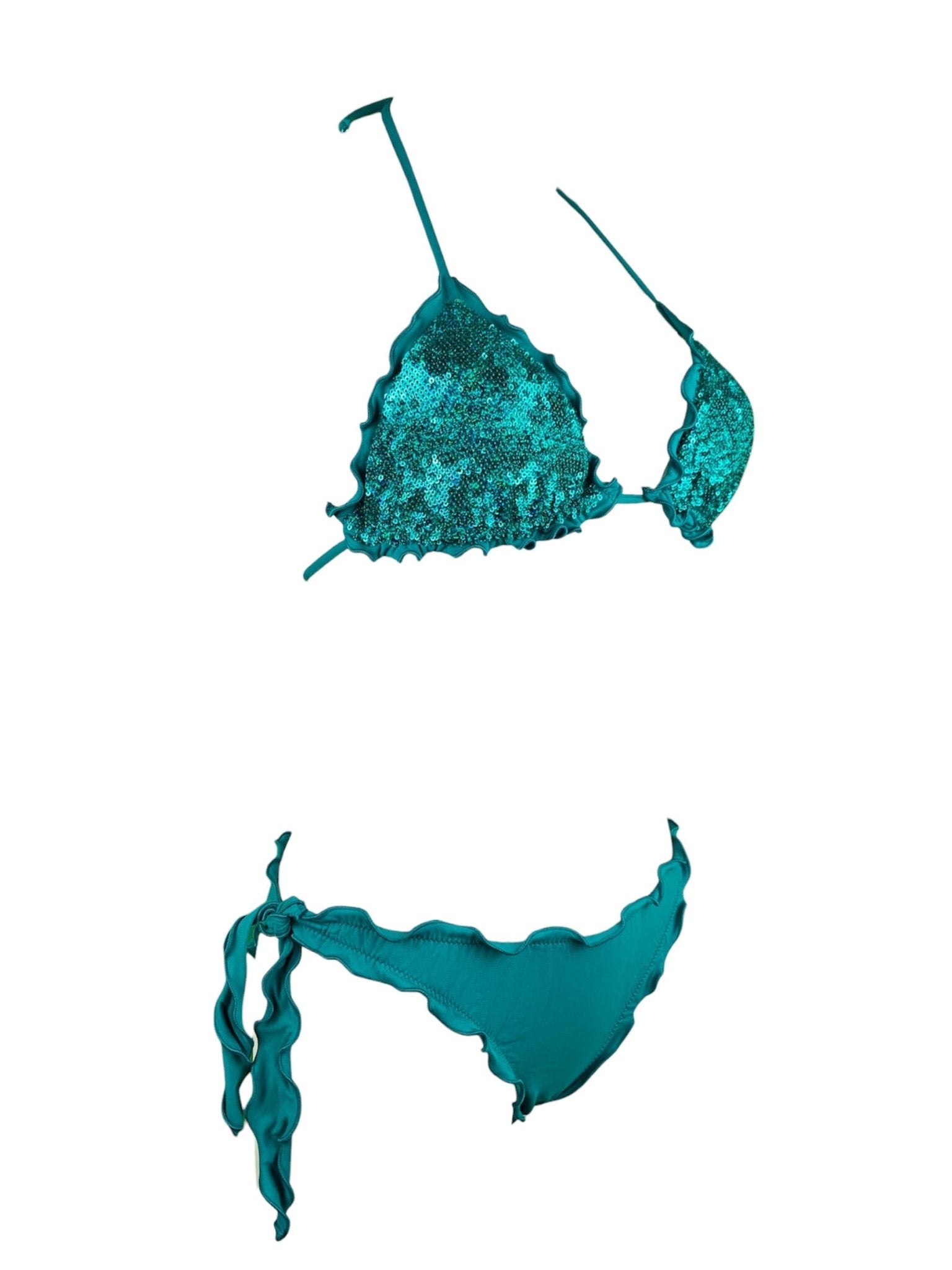 Bikini Triangolo Paillettes Prillo Smeraldo - Bikini D'amare Riccione